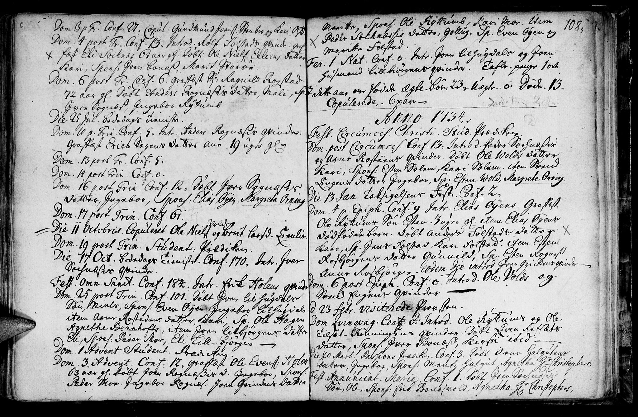 Ministerialprotokoller, klokkerbøker og fødselsregistre - Sør-Trøndelag, SAT/A-1456/687/L0990: Parish register (official) no. 687A01, 1690-1746, p. 108