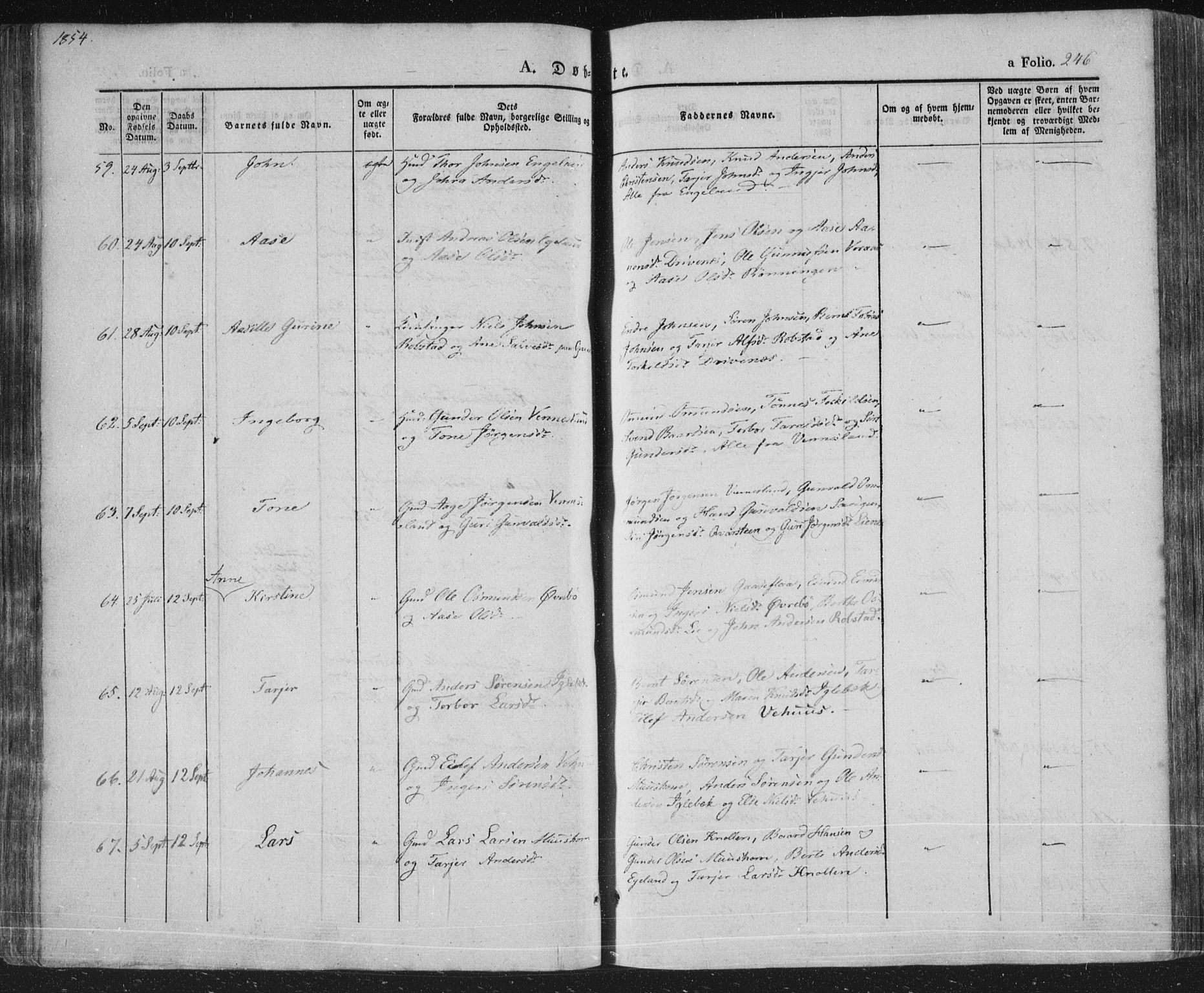 Vennesla sokneprestkontor, AV/SAK-1111-0045/Fa/Fac/L0004: Parish register (official) no. A 4, 1834-1855, p. 246