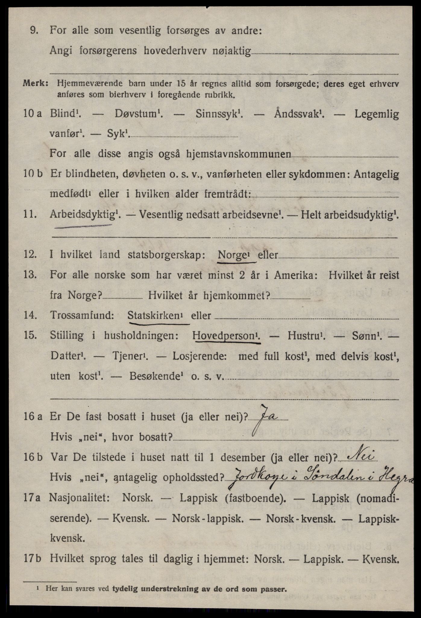 SAT, 1920 census for Selbu, 1920, p. 3483