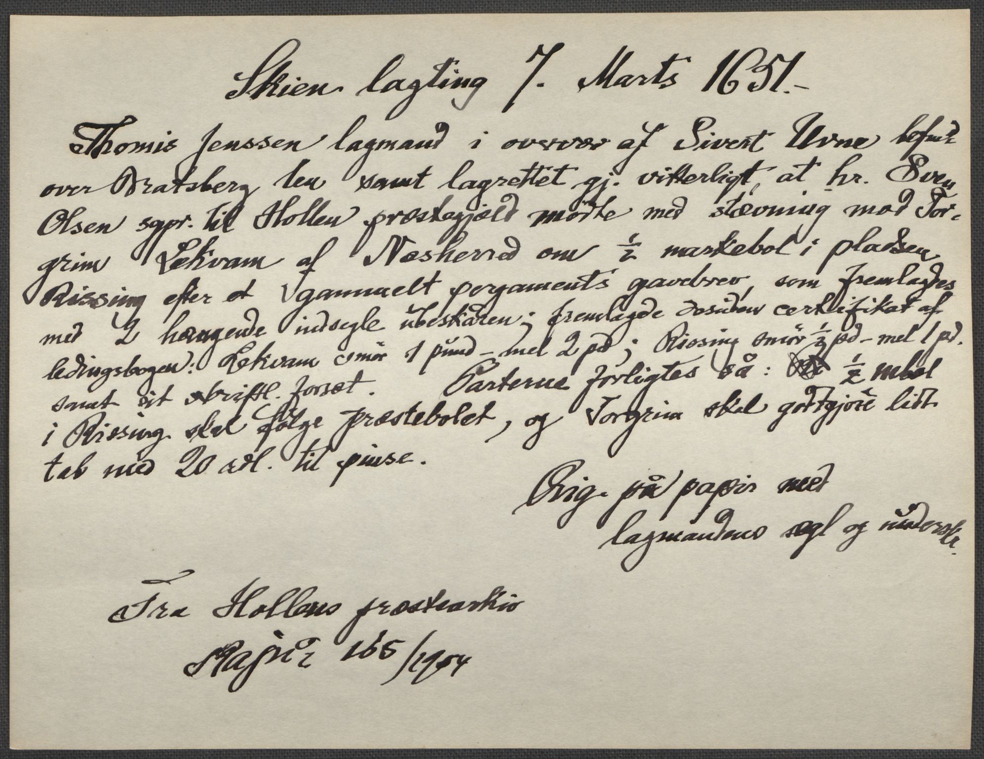 Riksarkivets diplomsamling, AV/RA-EA-5965/F15/L0026: Prestearkiv - Telemark, 1575-1838, p. 42