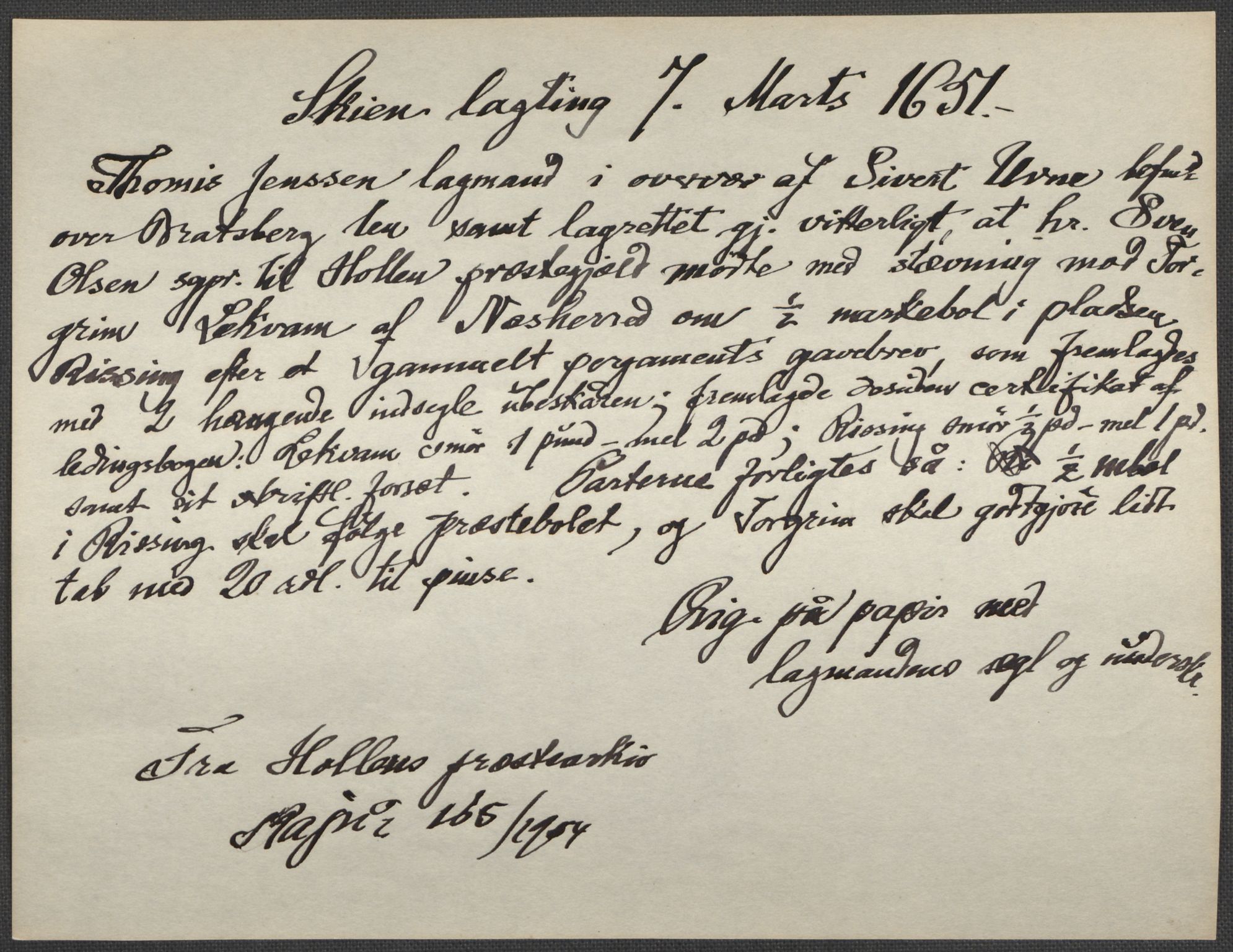 Riksarkivets diplomsamling, RA/EA-5965/F15/L0026: Prestearkiv - Telemark, 1575-1838, p. 42