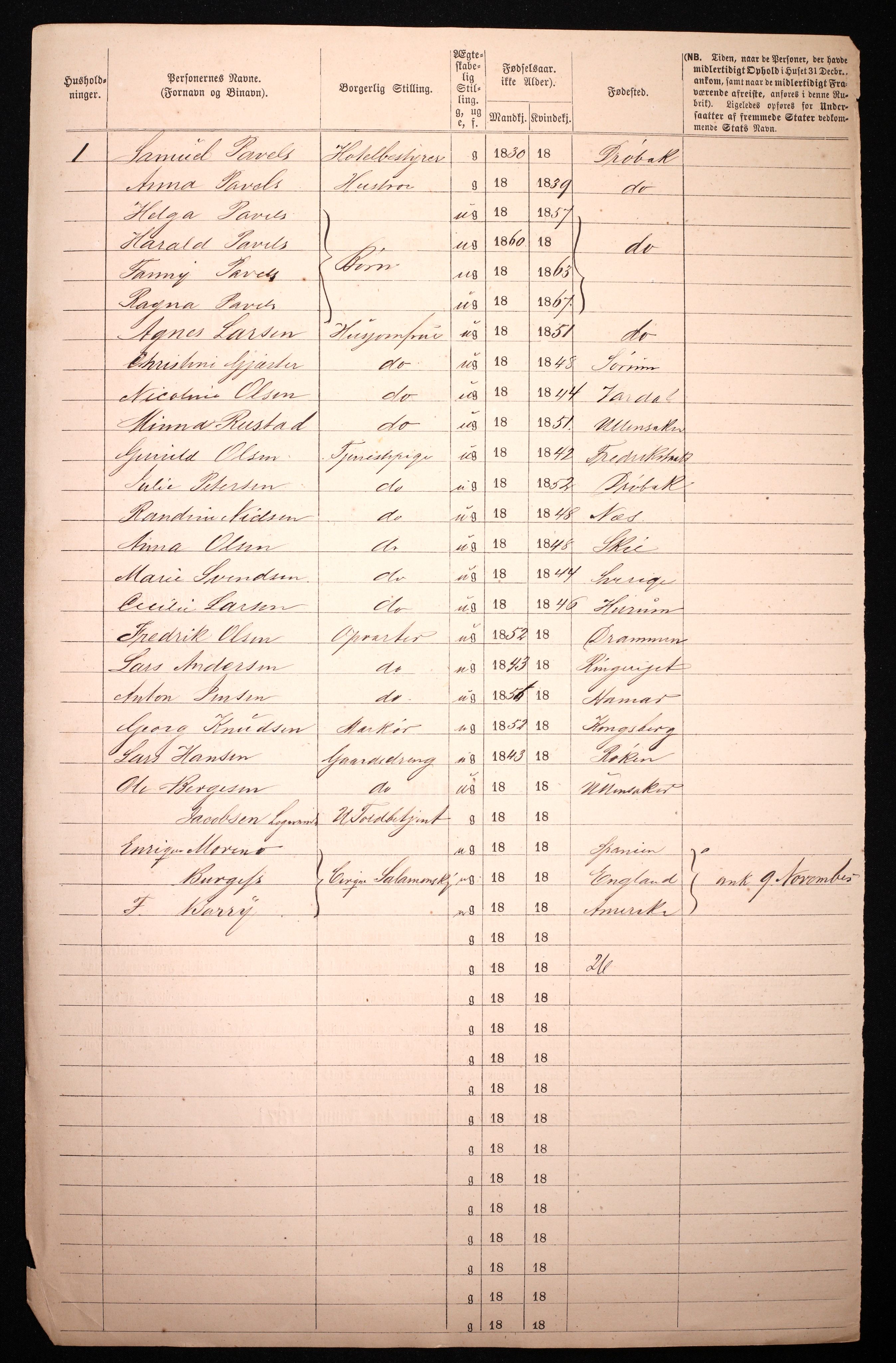 RA, 1870 census for 0301 Kristiania, 1870, p. 3121