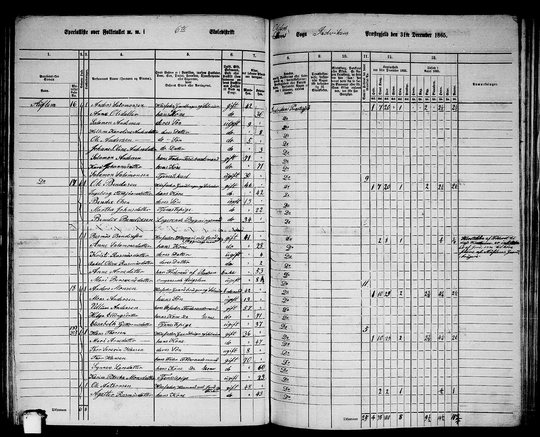 RA, 1865 census for Innvik, 1865, p. 96