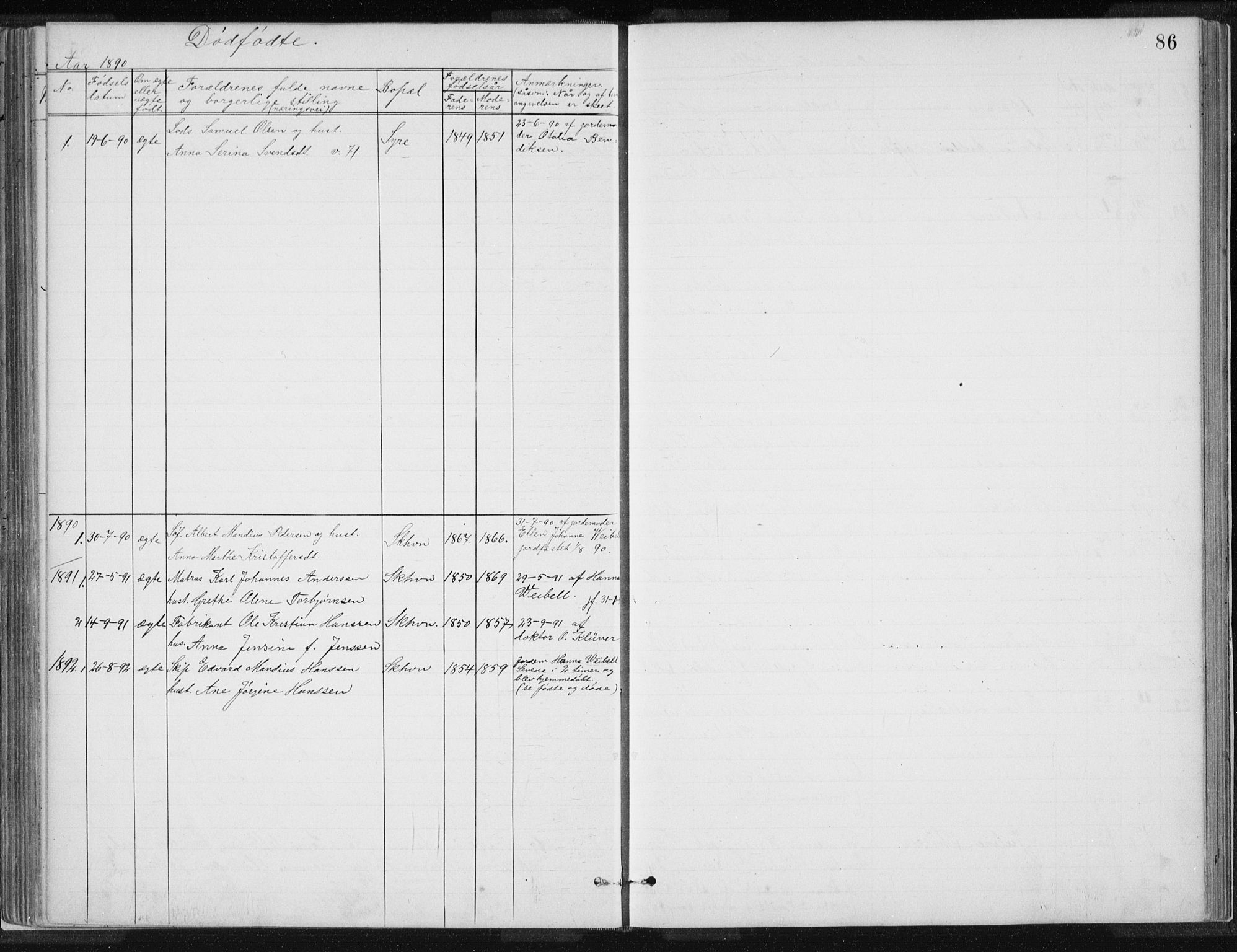 Skudenes sokneprestkontor, SAST/A -101849/H/Ha/Hab/L0007: Parish register (copy) no. B 7, 1885-1899, p. 86