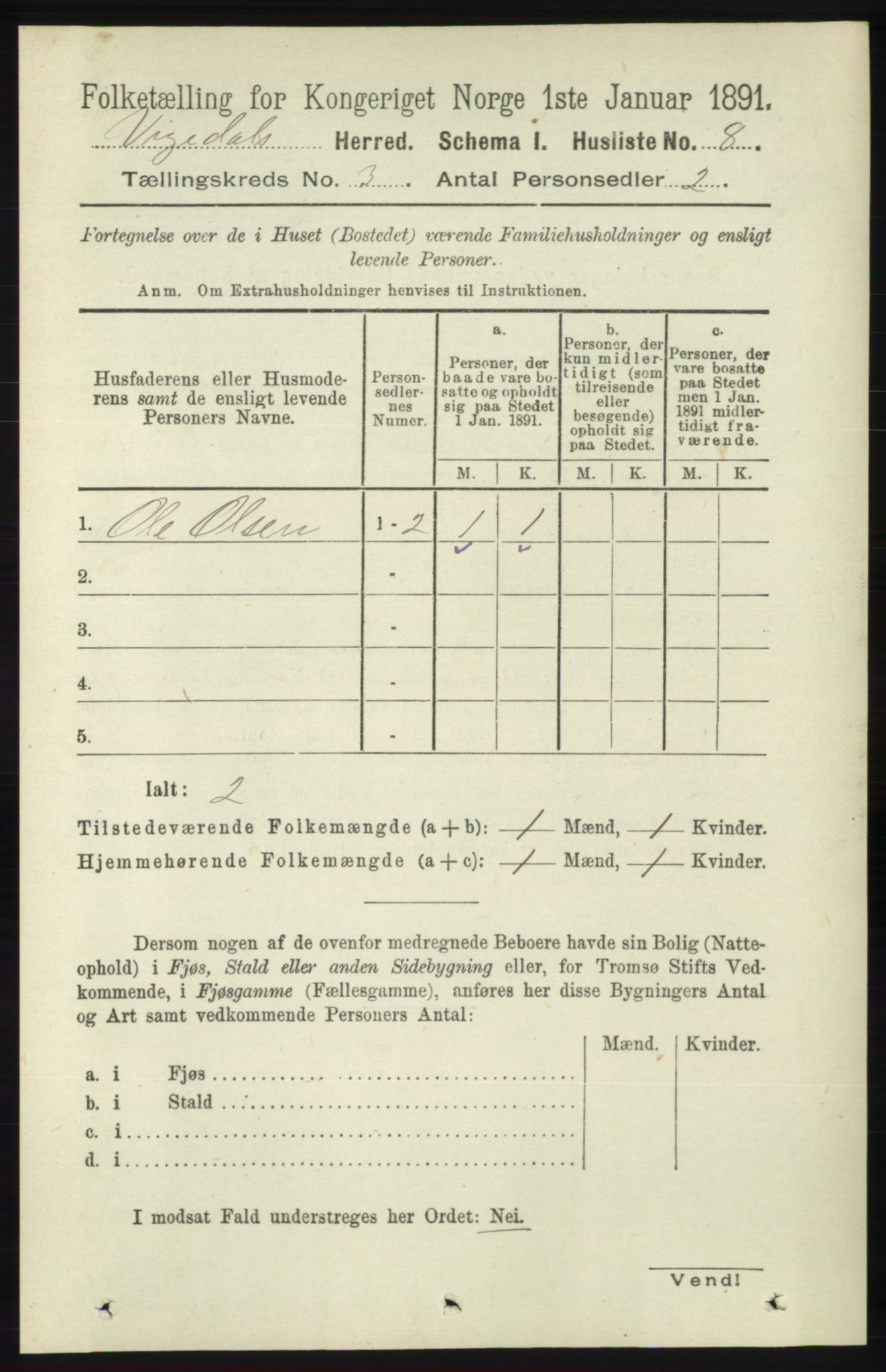 RA, 1891 census for 1157 Vikedal, 1891, p. 684