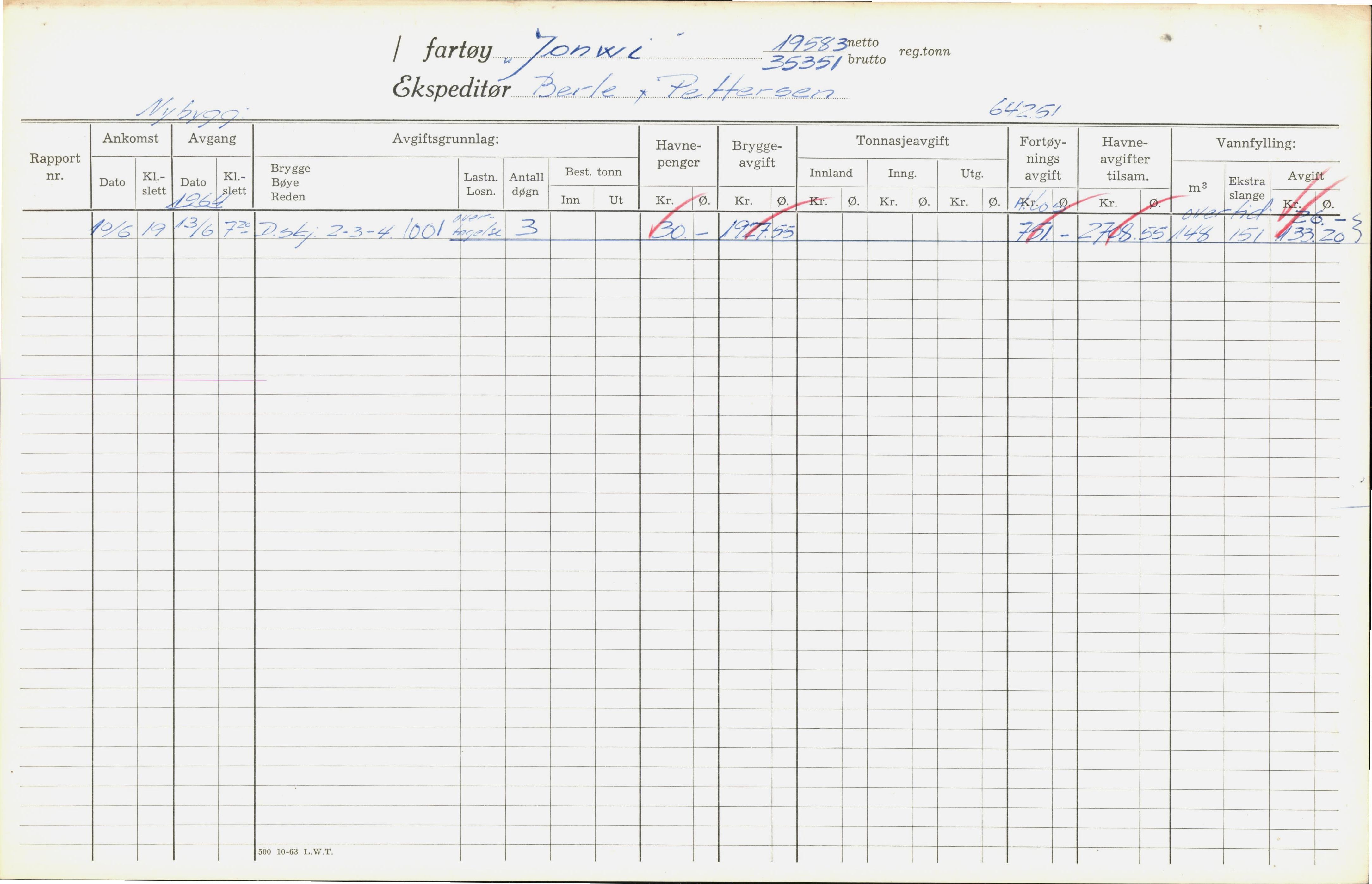 Bergen kommune. Havnekontor/havnefogd, BBA/A-0742/H/Ha/Hac/L0028: Skipsregister Jopeter-Karanzin, 1941-1975