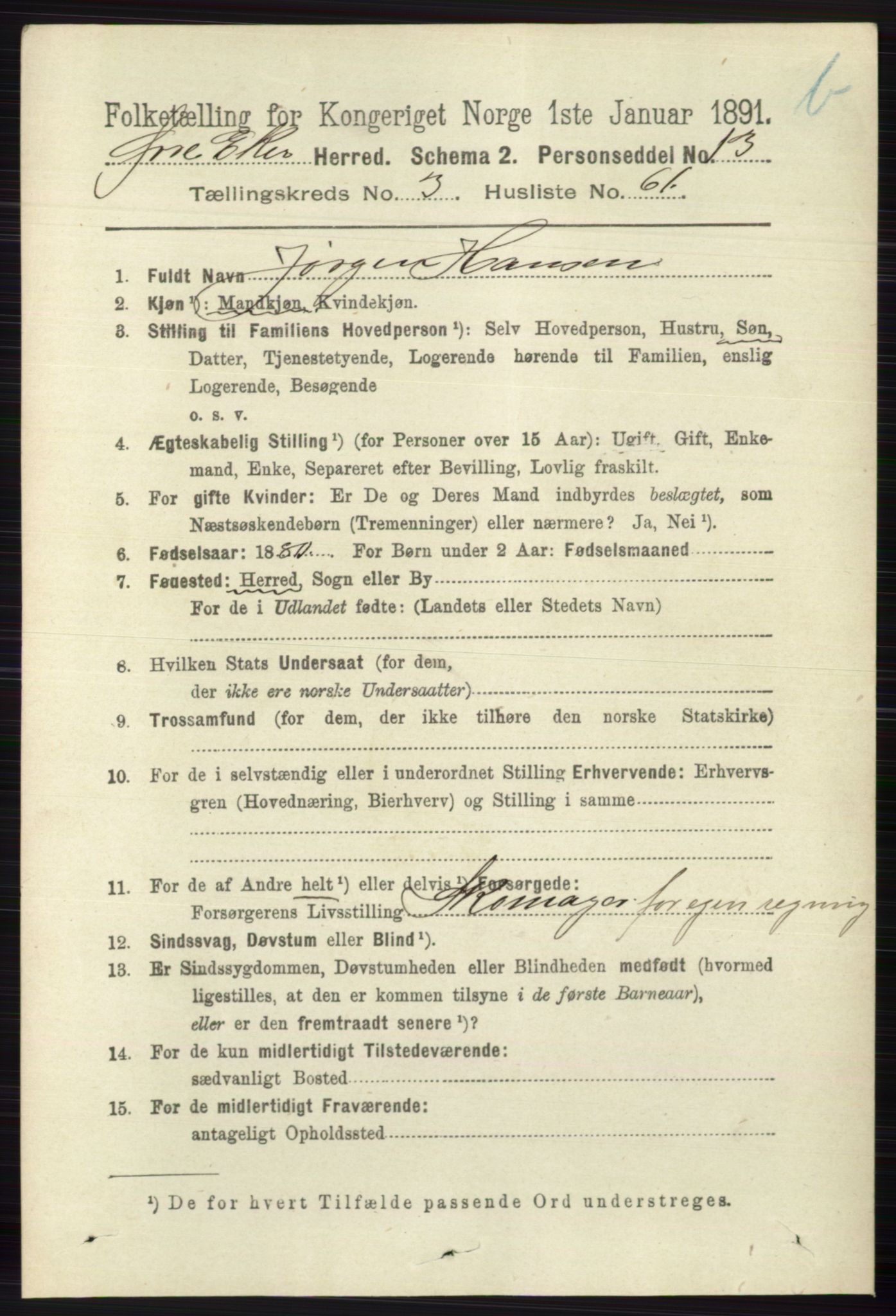 RA, 1891 census for 0624 Øvre Eiker, 1891, p. 9358