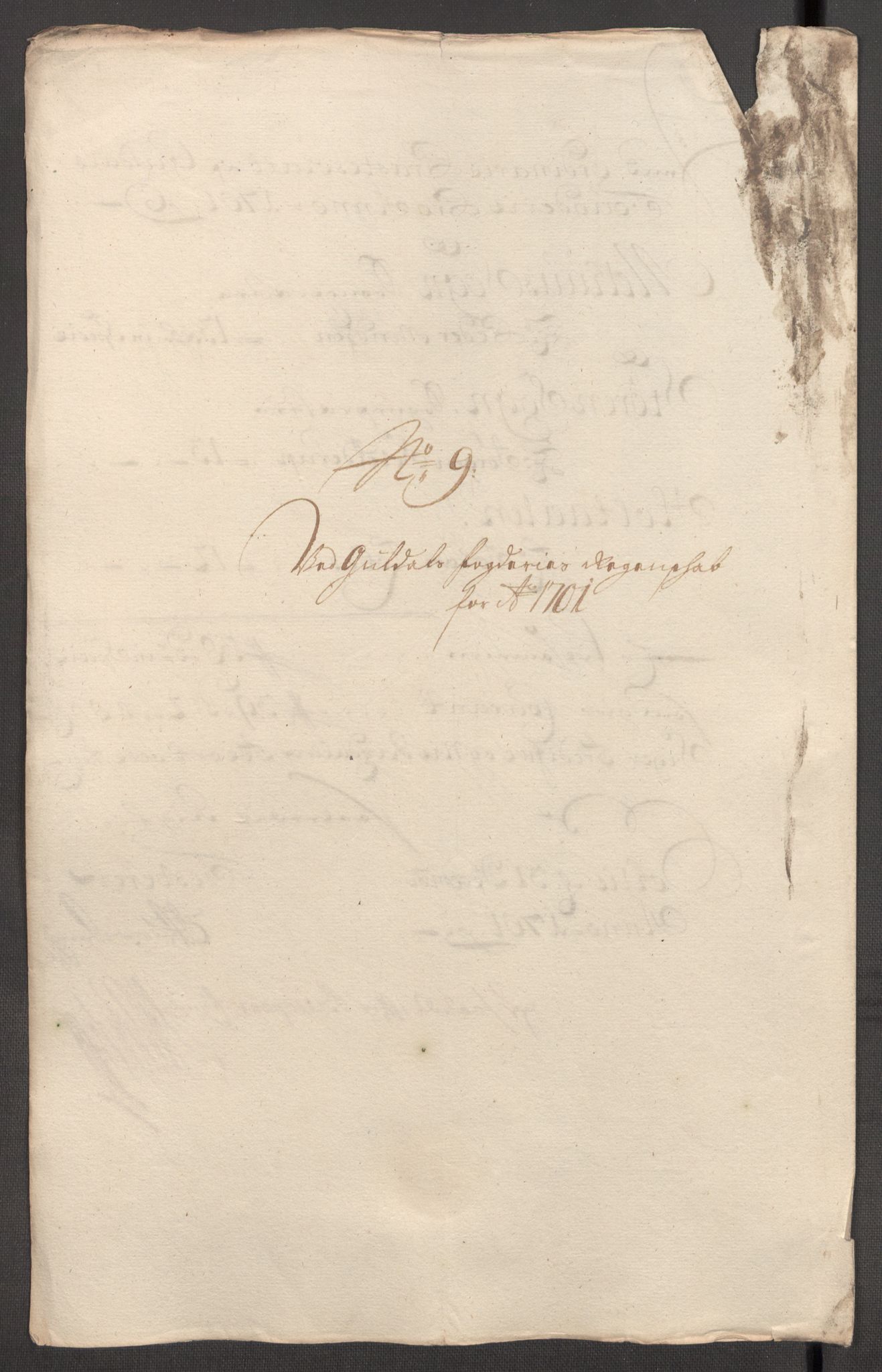 Rentekammeret inntil 1814, Reviderte regnskaper, Fogderegnskap, AV/RA-EA-4092/R60/L3951: Fogderegnskap Orkdal og Gauldal, 1701, p. 274