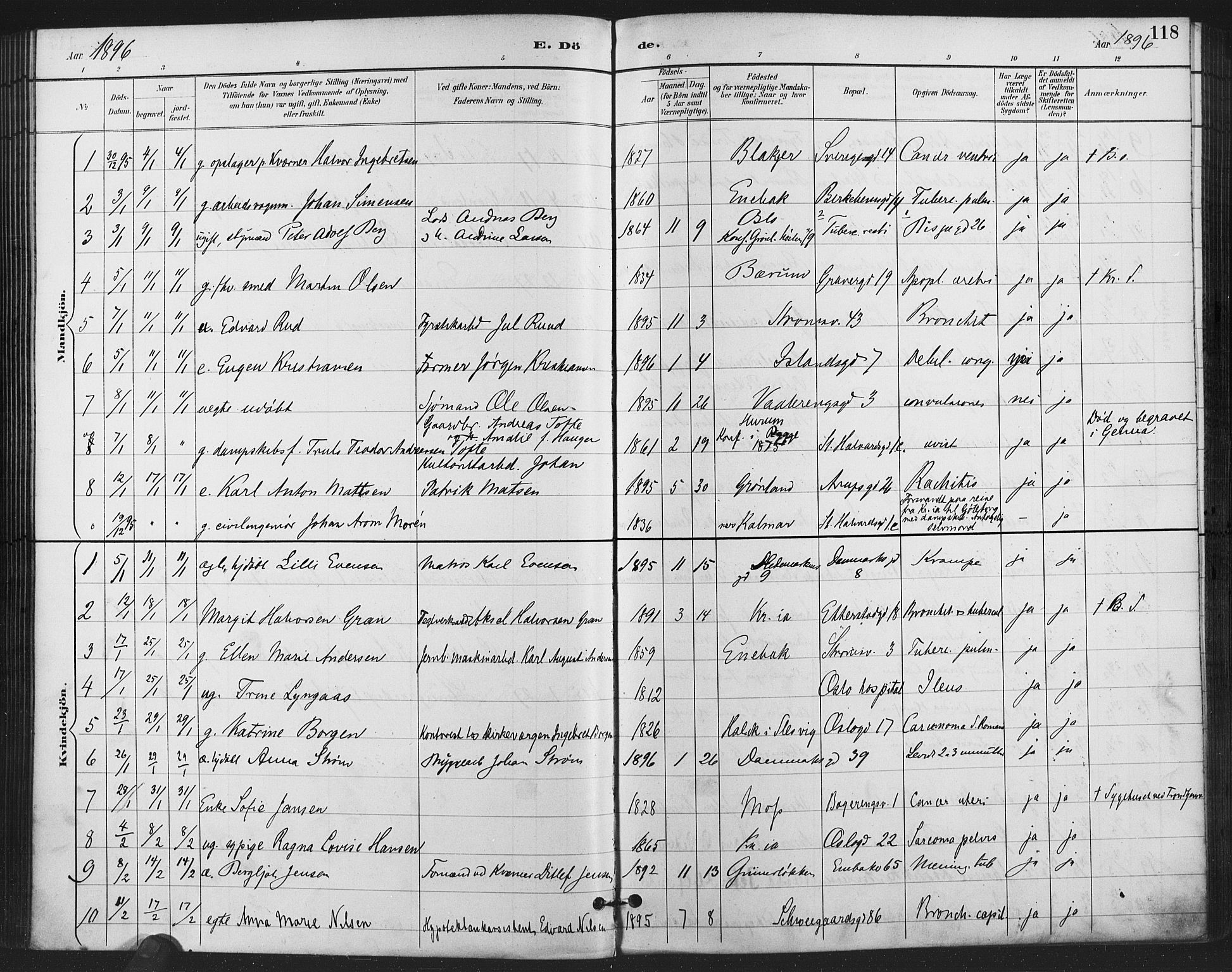 Gamlebyen prestekontor Kirkebøker, SAO/A-10884/F/Fa/L0009: Parish register (official) no. 9, 1888-1909, p. 118