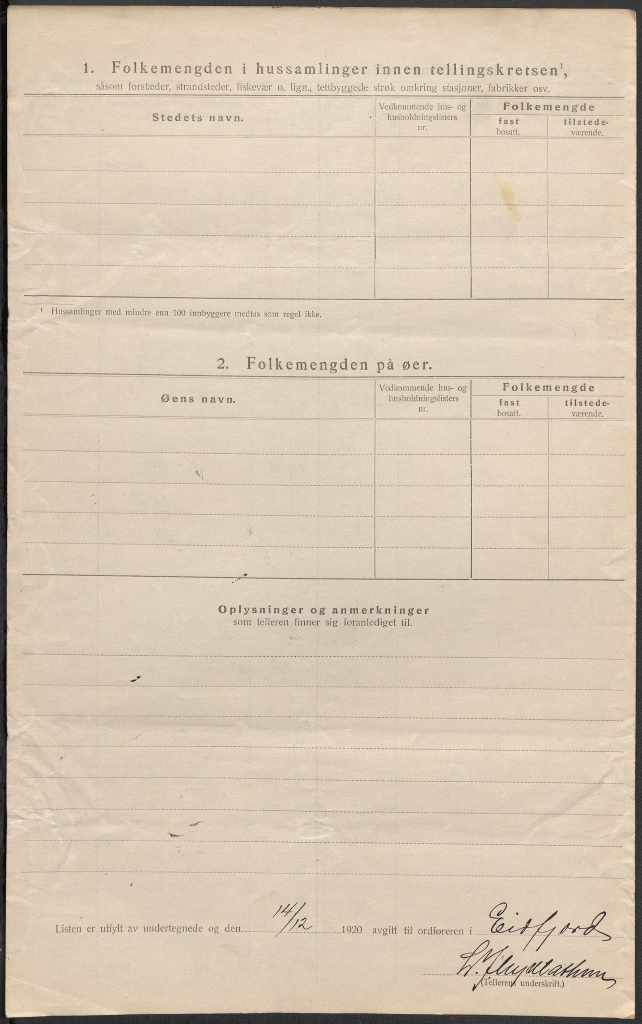 SAB, 1920 census for Eidfjord, 1920, p. 22