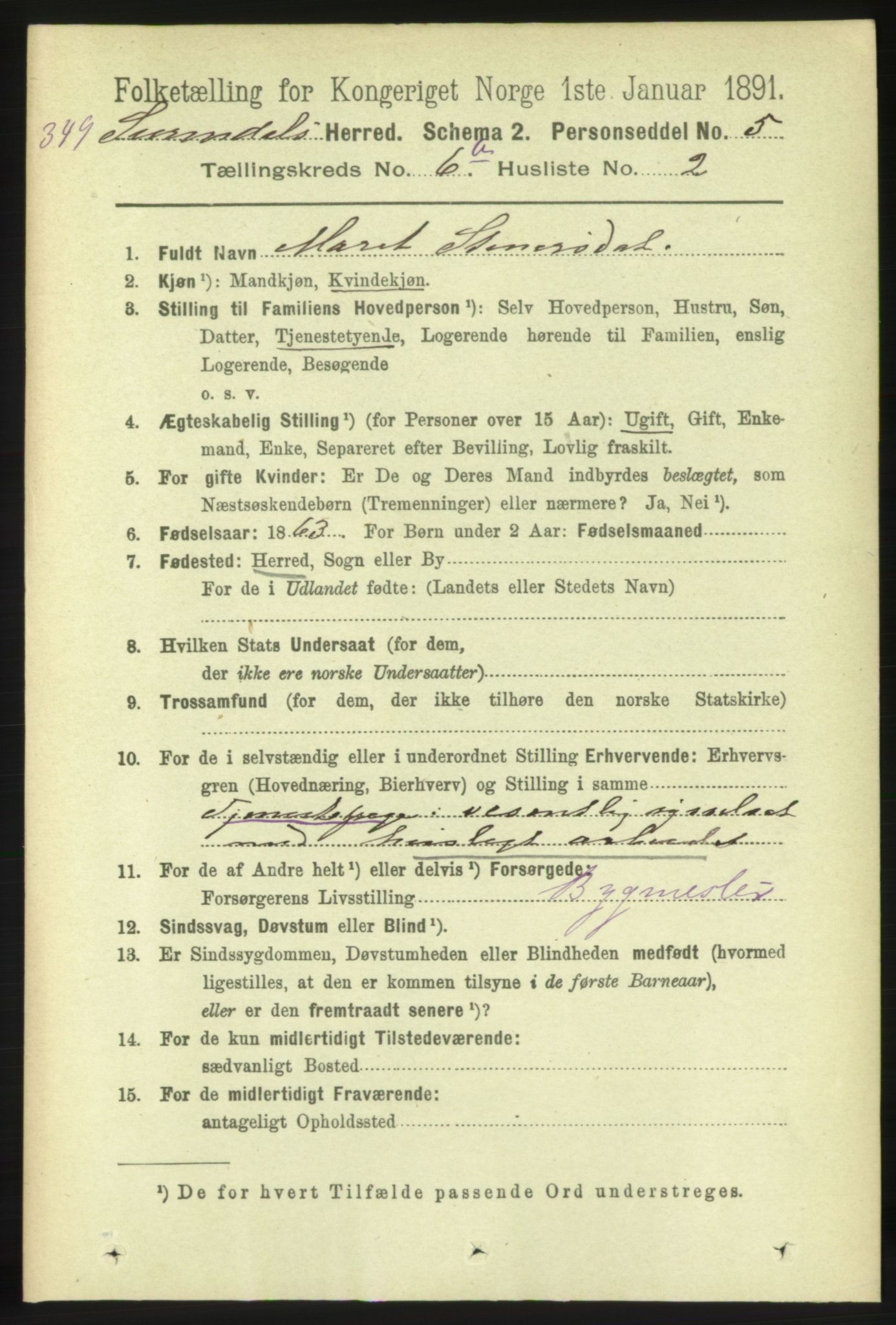 RA, 1891 census for 1566 Surnadal, 1891, p. 1680