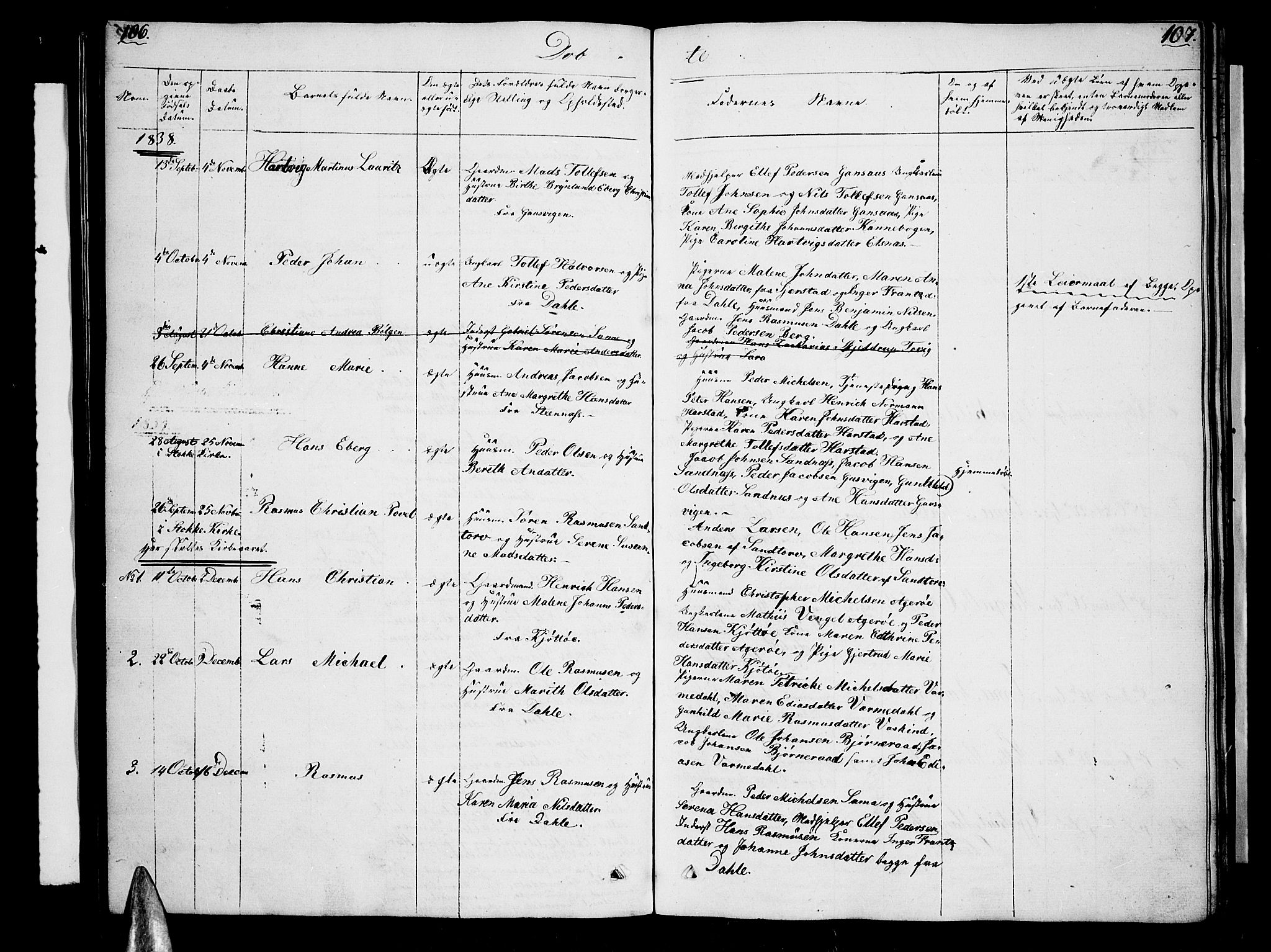 Trondenes sokneprestkontor, SATØ/S-1319/H/Hb/L0005klokker: Parish register (copy) no. 5, 1834-1845, p. 106-107