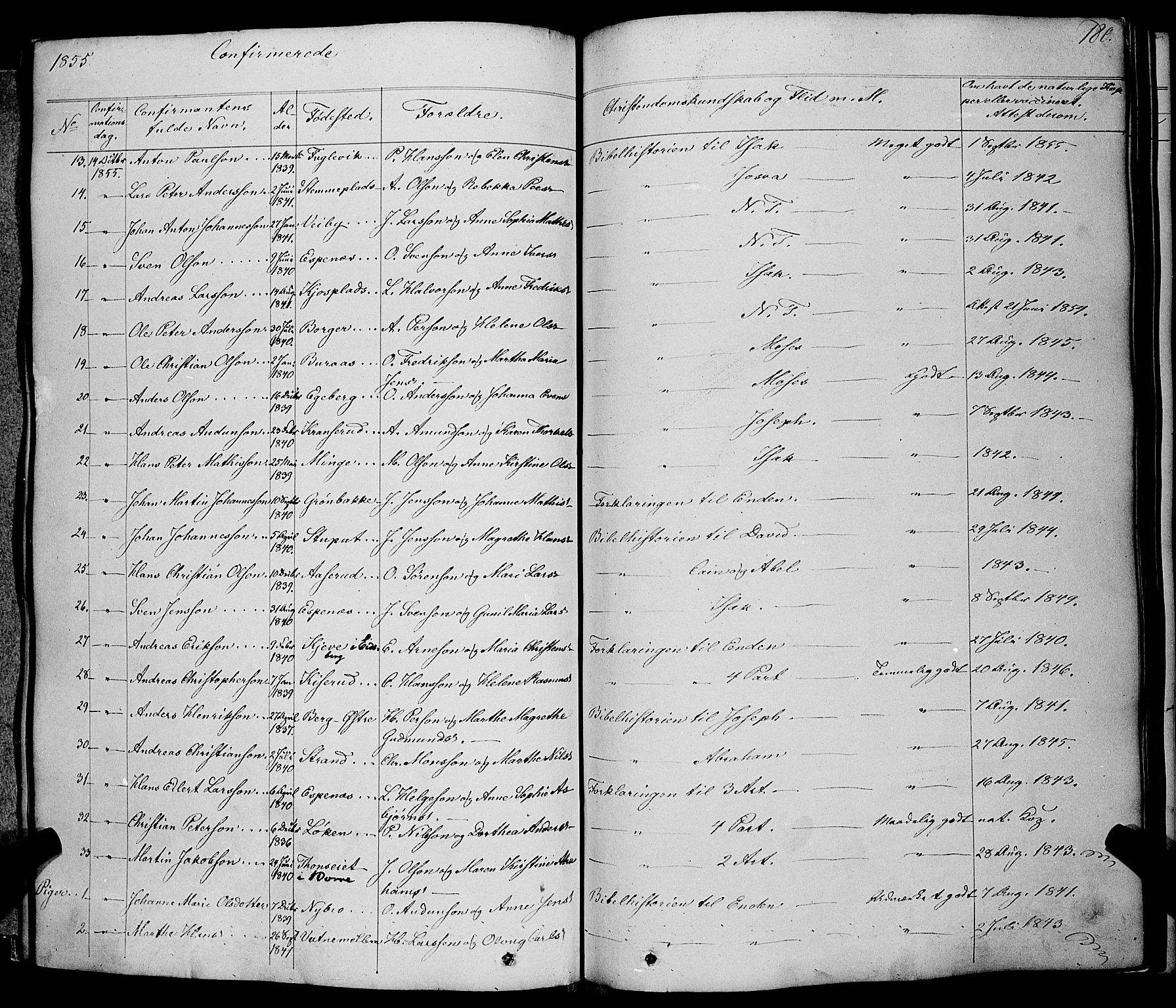 Skiptvet prestekontor Kirkebøker, AV/SAO-A-20009/F/Fa/L0006: Parish register (official) no. 6, 1839-1860, p. 180