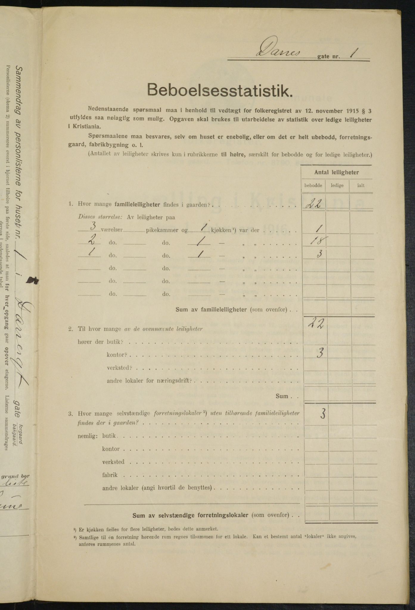 OBA, Municipal Census 1916 for Kristiania, 1916, p. 15383