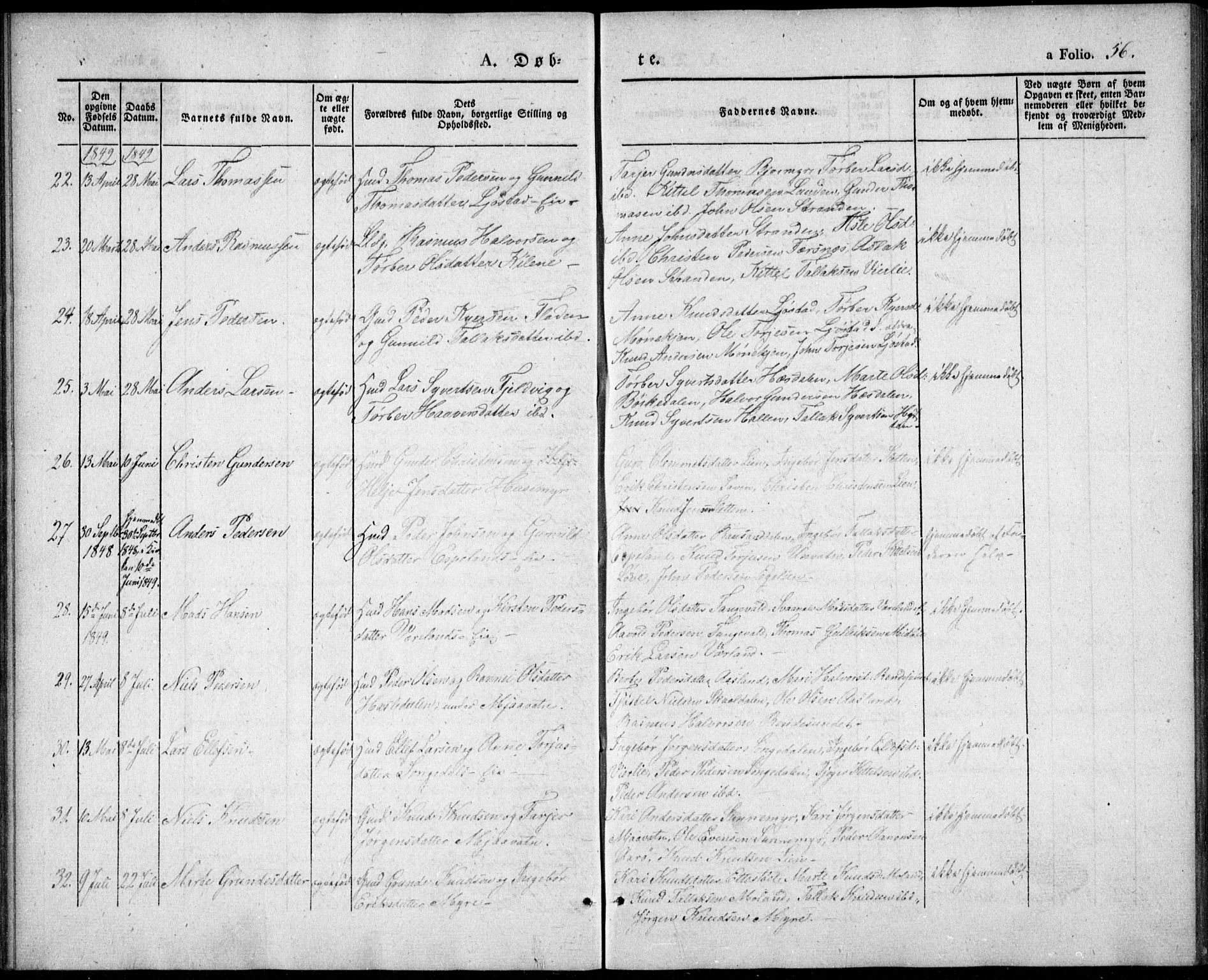 Gjerstad sokneprestkontor, AV/SAK-1111-0014/F/Fa/Fab/L0002: Parish register (official) no. A 2, 1835-1852, p. 56