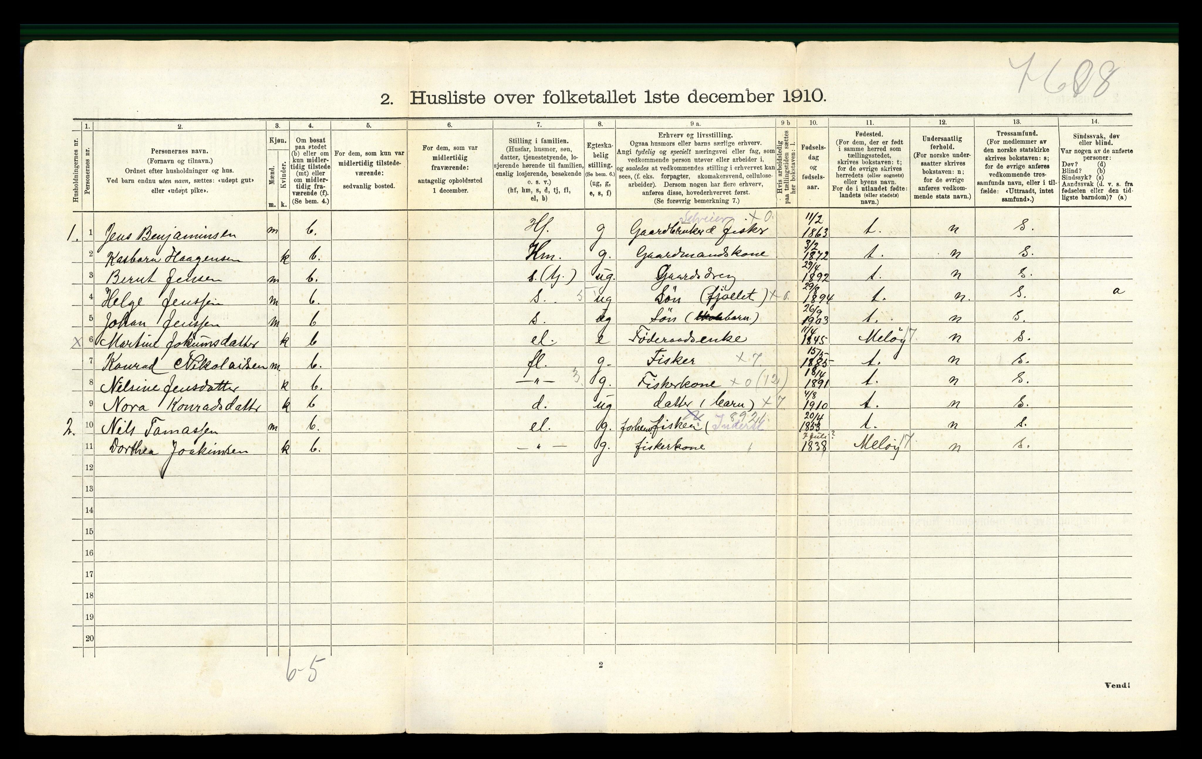 RA, 1910 census for Rødøy, 1910, p. 242