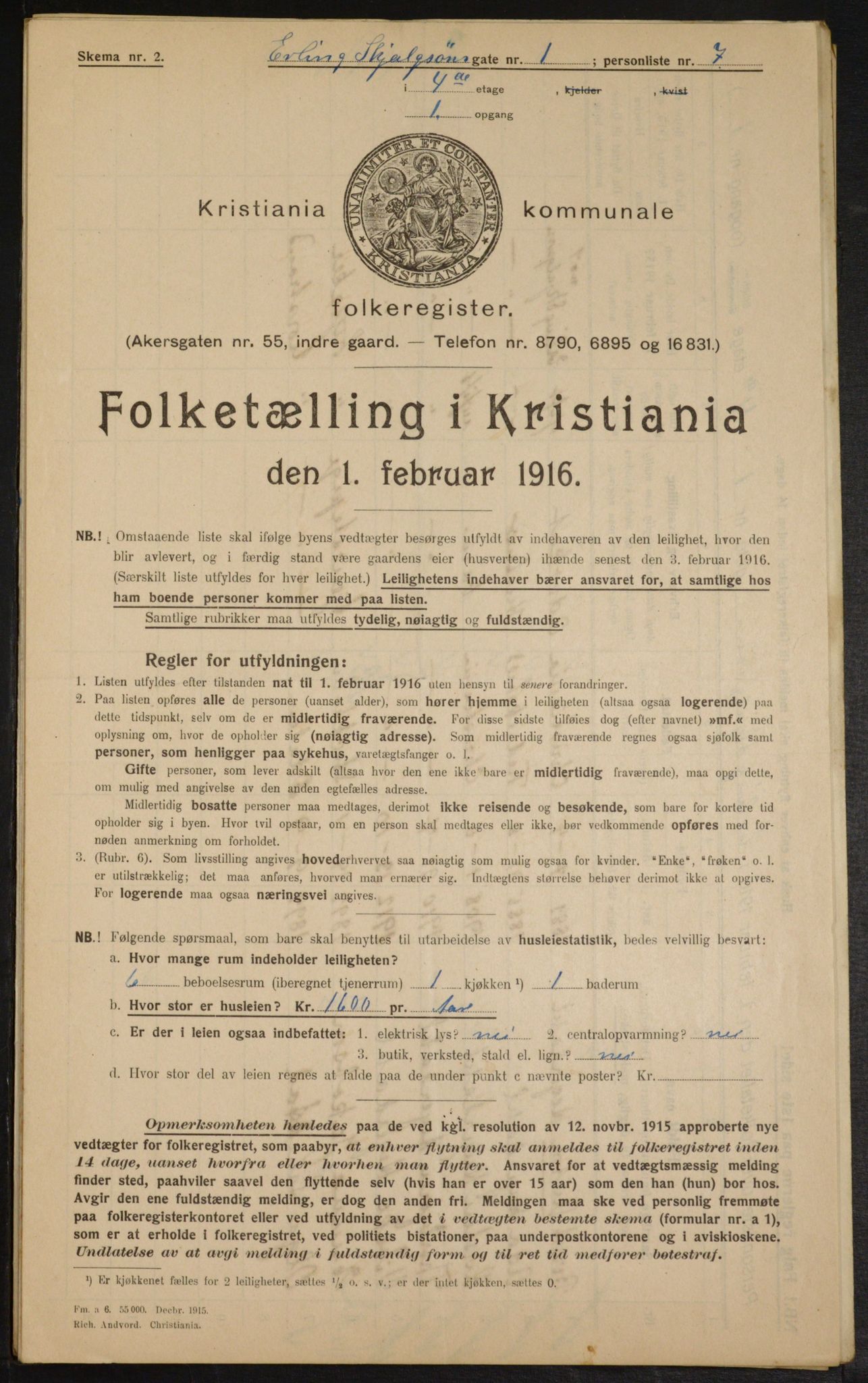 OBA, Municipal Census 1916 for Kristiania, 1916, p. 22411