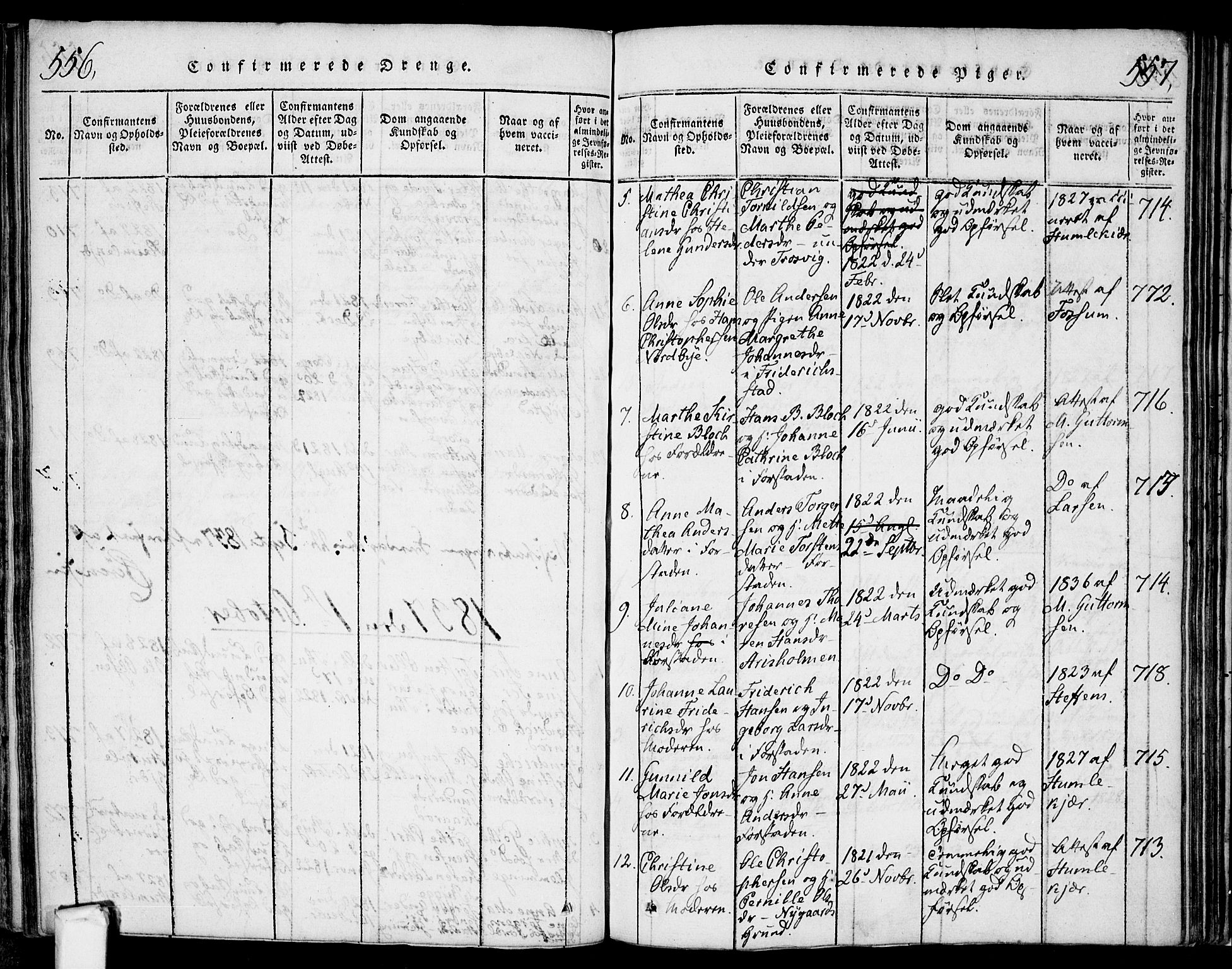 Glemmen prestekontor Kirkebøker, AV/SAO-A-10908/F/Fa/L0004: Parish register (official) no. 4, 1816-1838, p. 556-557