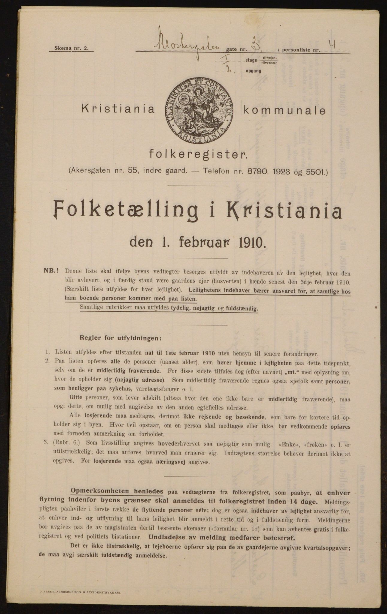 OBA, Municipal Census 1910 for Kristiania, 1910, p. 50627