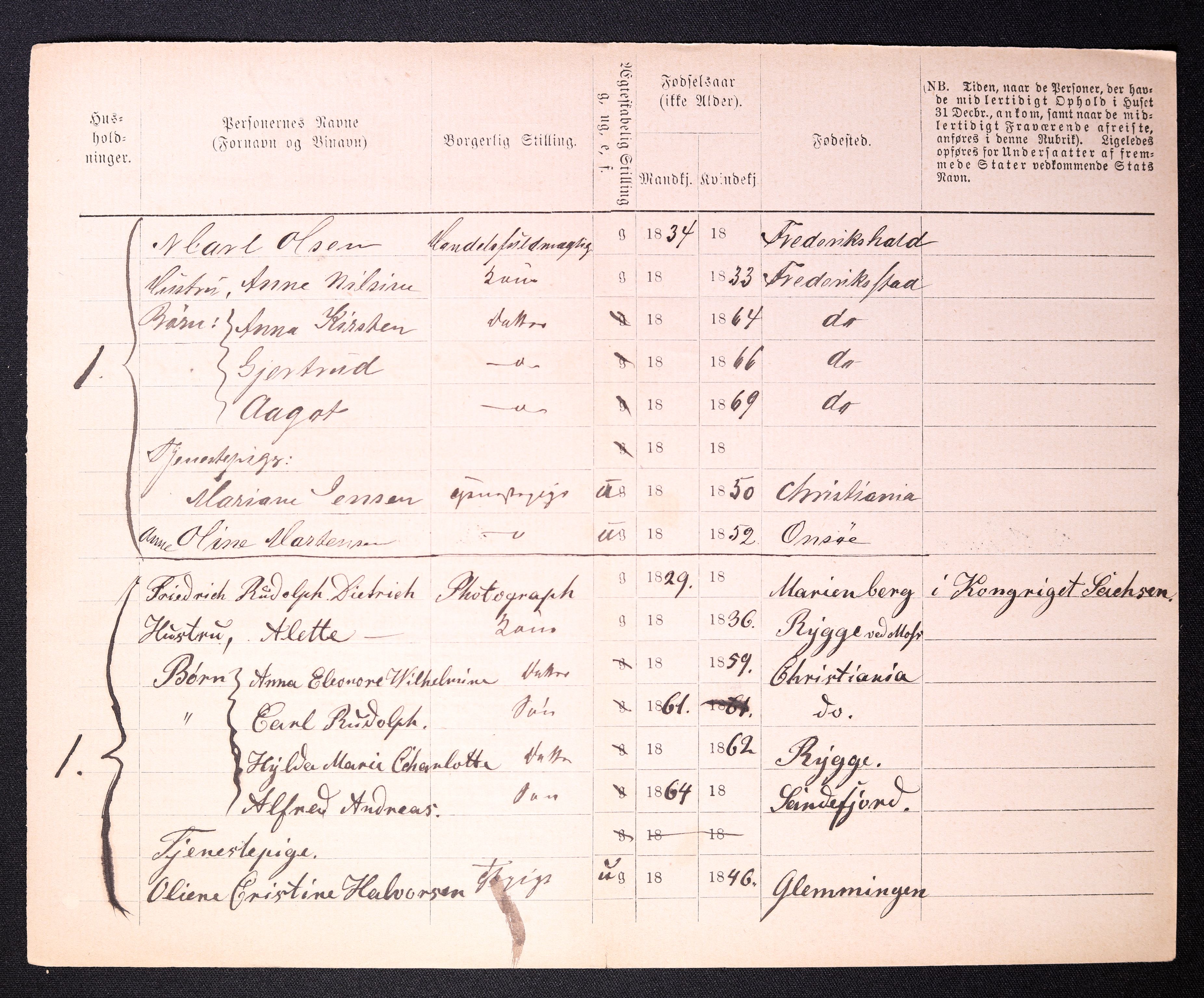 RA, 1870 census for 0103 Fredrikstad, 1870, p. 1134