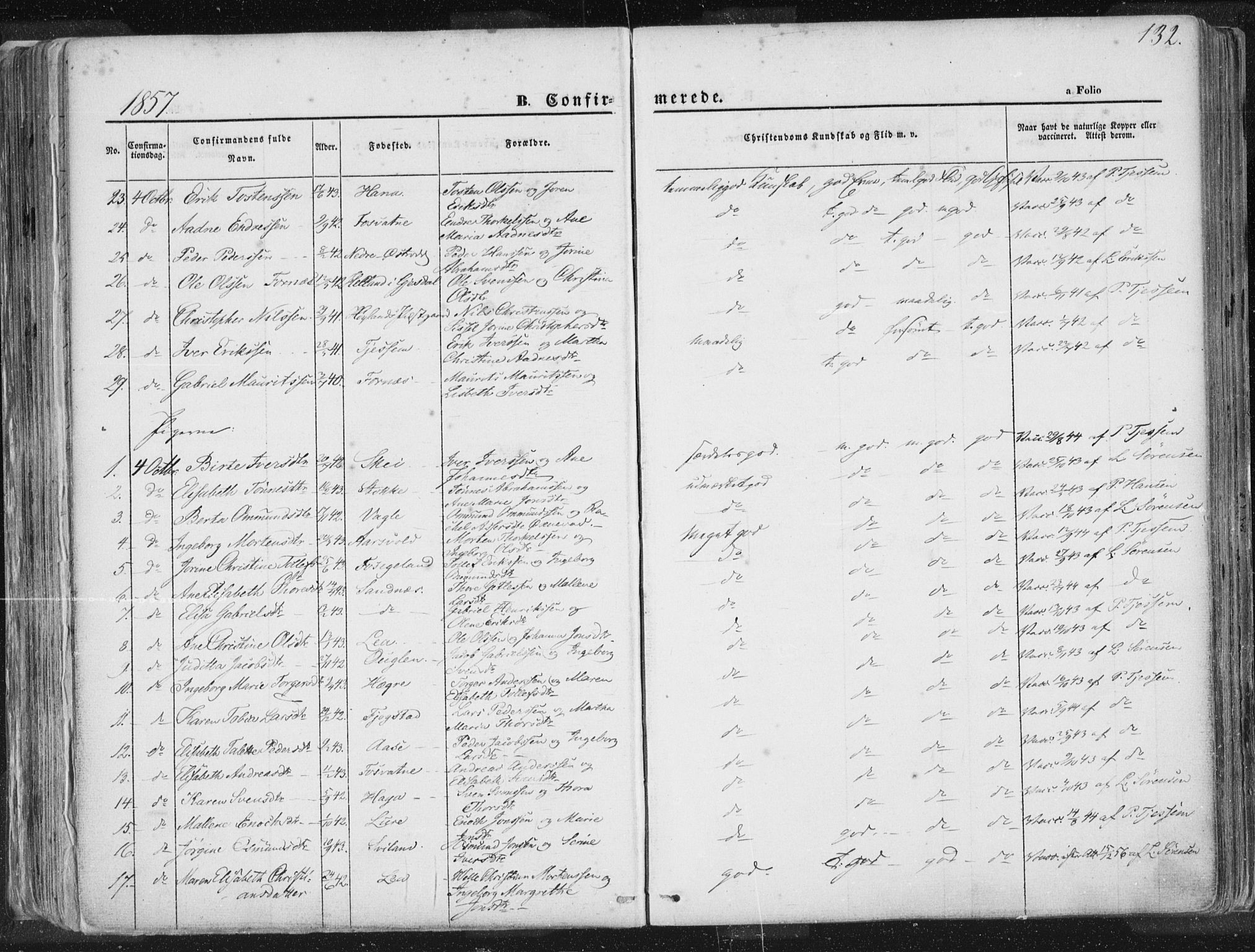 Høyland sokneprestkontor, SAST/A-101799/001/30BA/L0010: Parish register (official) no. A 9.1, 1857-1877, p. 132