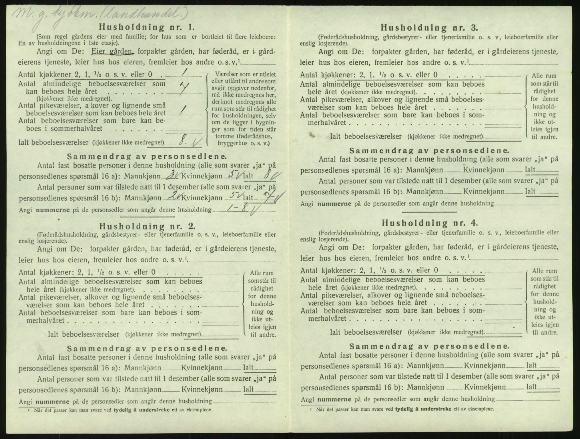 SAK, 1920 census for Evje, 1920, p. 423