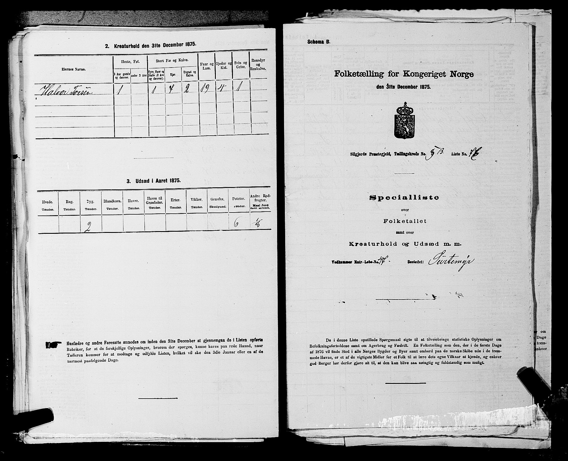 SAKO, 1875 census for 0828P Seljord, 1875, p. 706