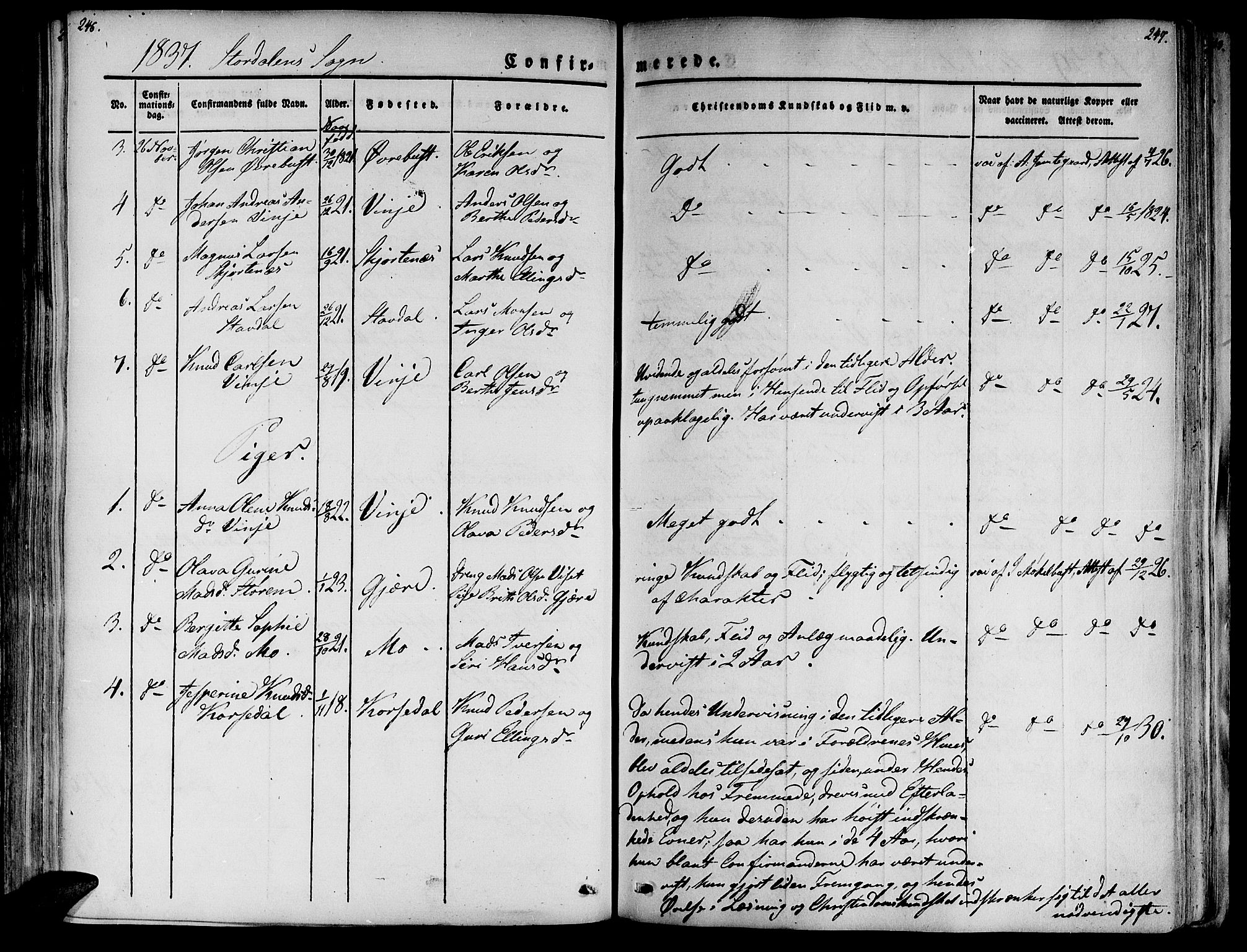 Ministerialprotokoller, klokkerbøker og fødselsregistre - Møre og Romsdal, SAT/A-1454/520/L0274: Parish register (official) no. 520A04, 1827-1864, p. 246-247