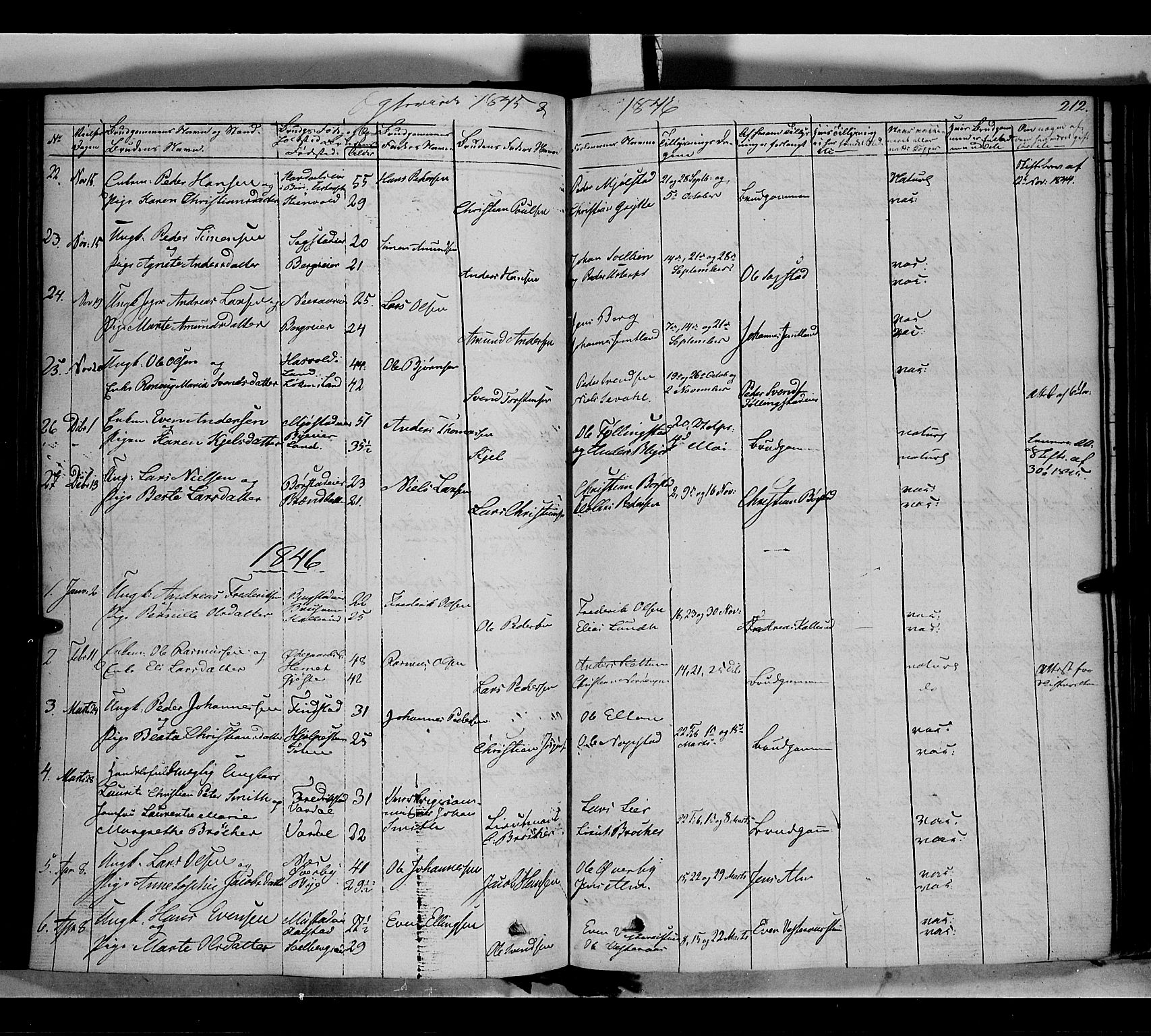 Vardal prestekontor, SAH/PREST-100/H/Ha/Haa/L0005: Parish register (official) no. 5, 1831-1853, p. 212