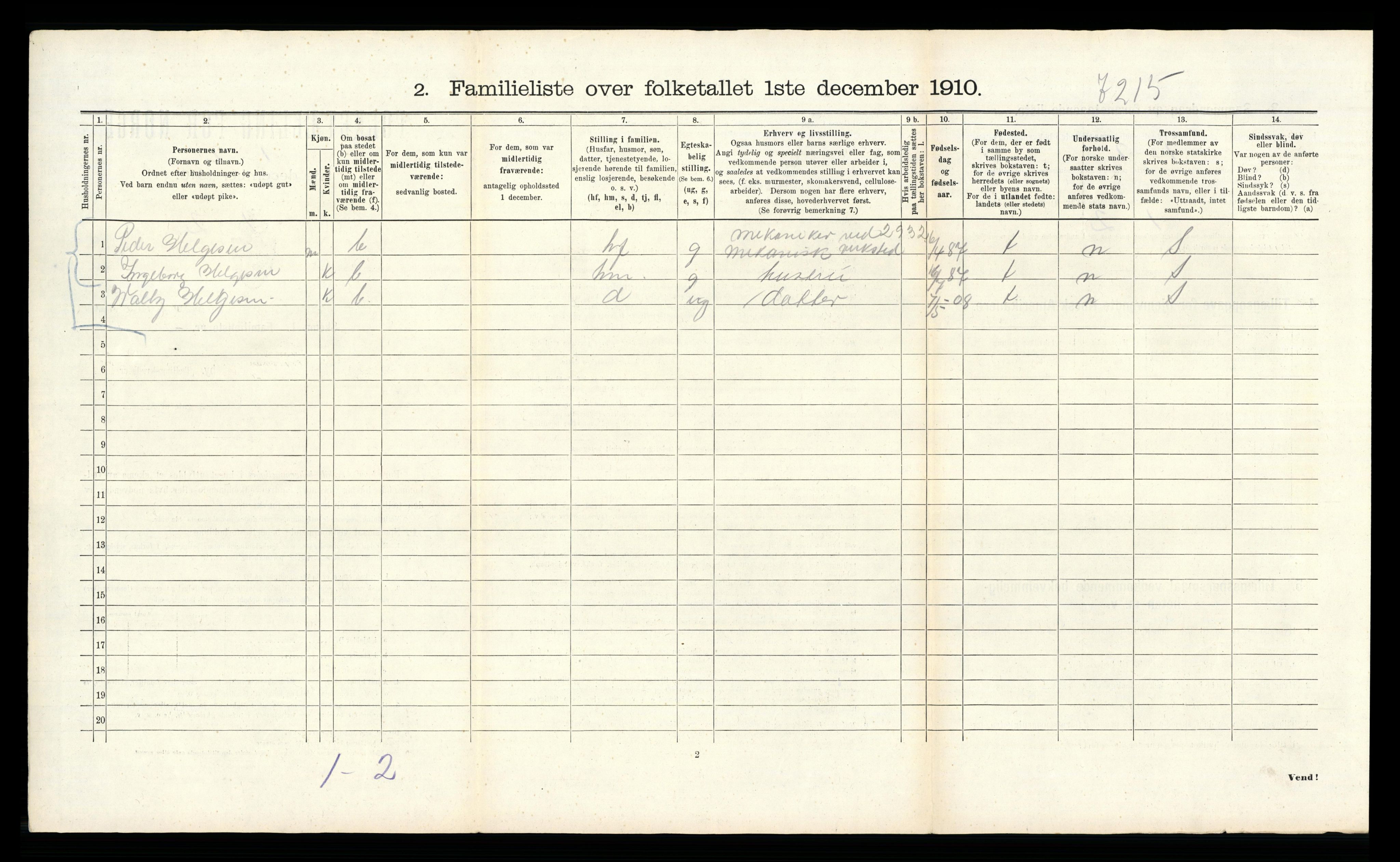 RA, 1910 census for Bergen, 1910, p. 8384