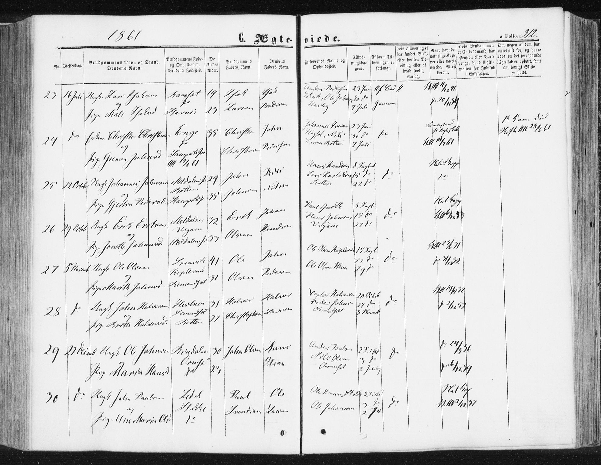 Ministerialprotokoller, klokkerbøker og fødselsregistre - Møre og Romsdal, AV/SAT-A-1454/578/L0905: Parish register (official) no. 578A04, 1859-1877, p. 312