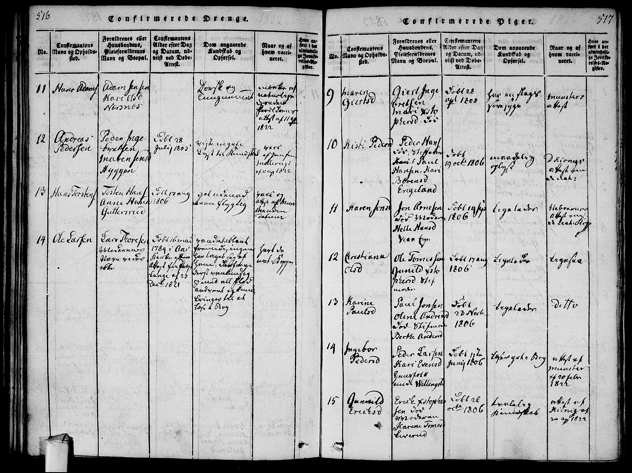 Røyken kirkebøker, AV/SAKO-A-241/F/Fa/L0004: Parish register (official) no. 4, 1814-1832, p. 516-517