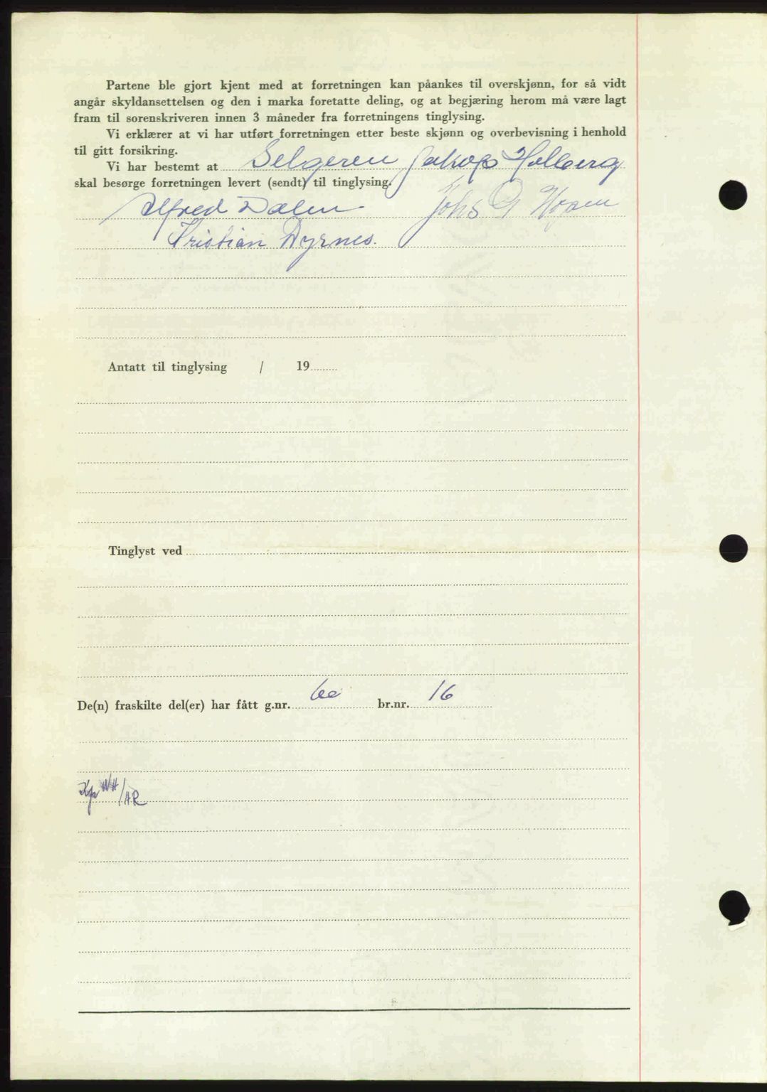 Nordmøre sorenskriveri, AV/SAT-A-4132/1/2/2Ca: Mortgage book no. A106, 1947-1947, Diary no: : 2485/1947