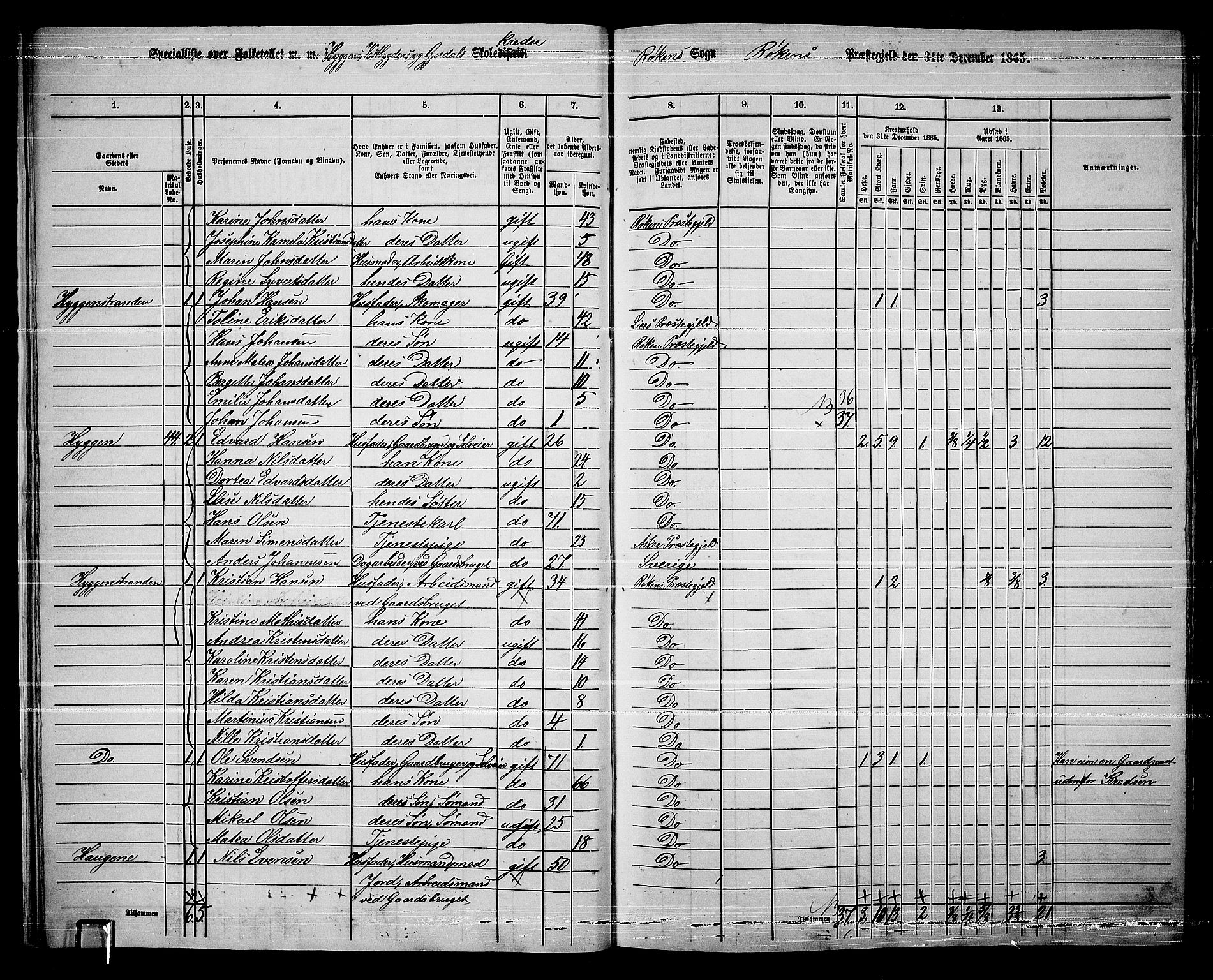 RA, 1865 census for Røyken, 1865, p. 27