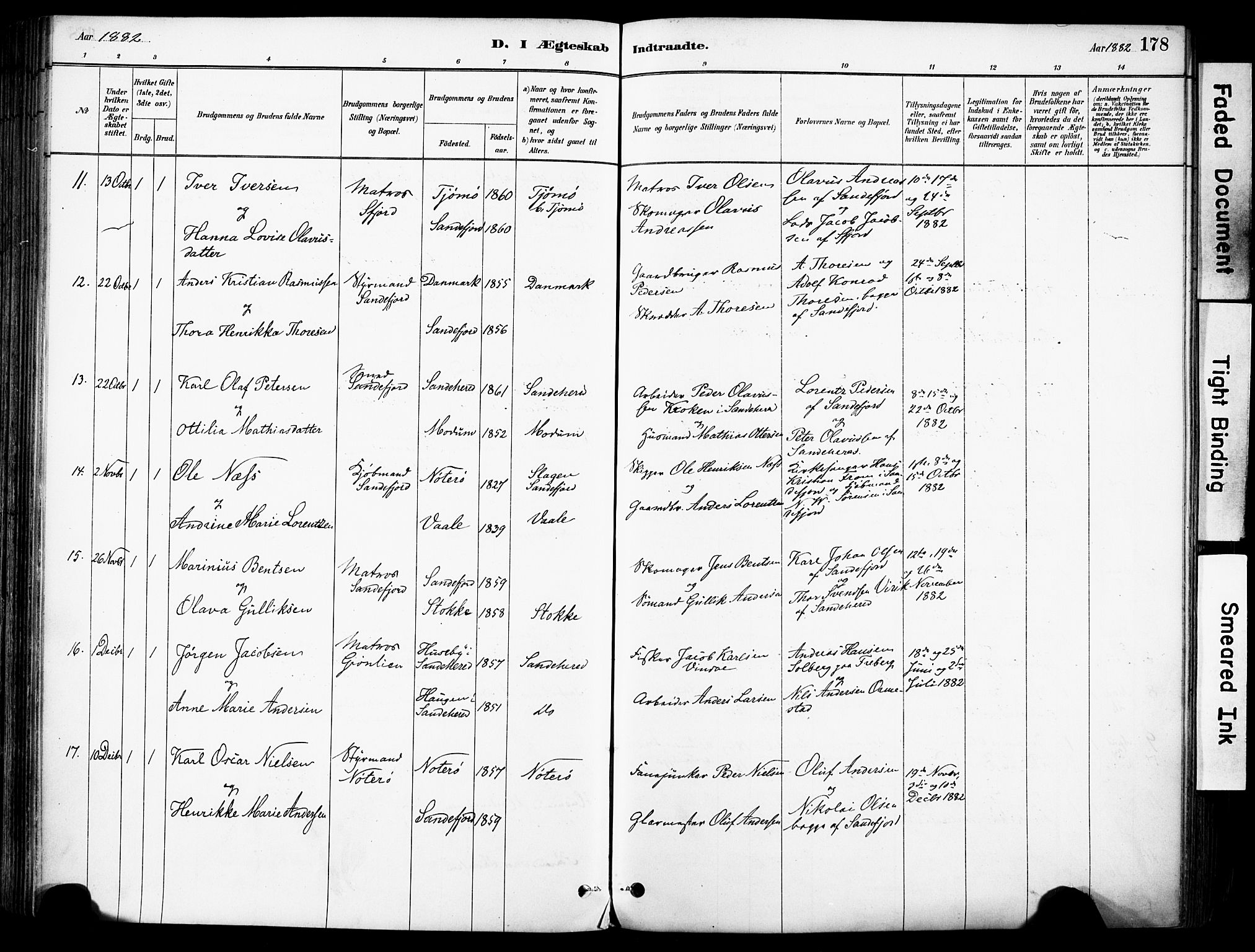 Sandefjord kirkebøker, AV/SAKO-A-315/F/Fa/L0002: Parish register (official) no. 2, 1880-1894, p. 178