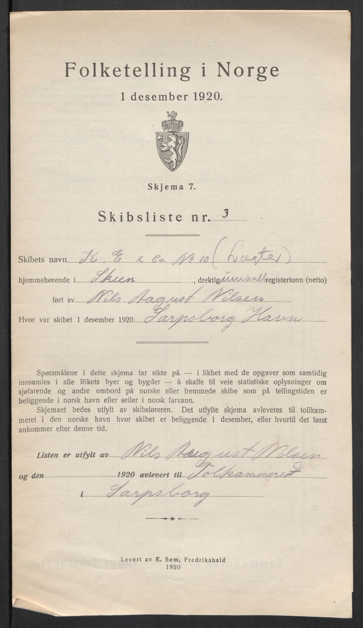 SAO, 1920 census for Sarpsborg, 1920, p. 29561