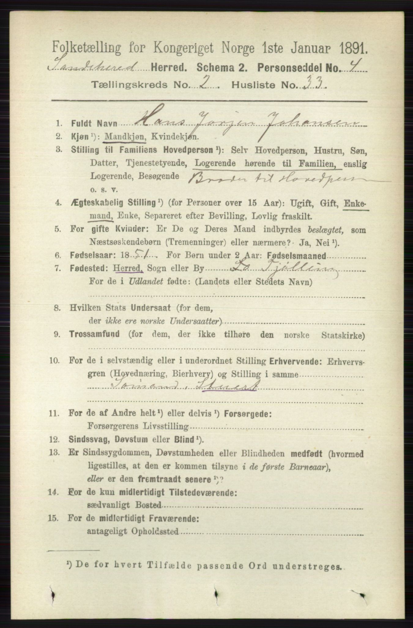 RA, 1891 census for 0724 Sandeherred, 1891, p. 1222