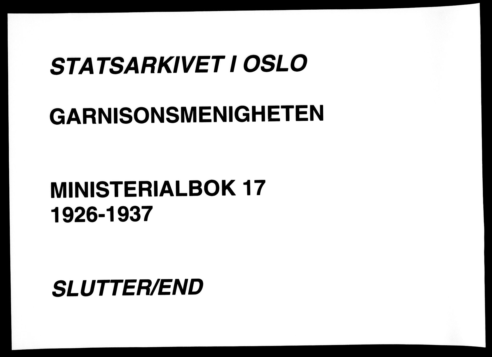 Garnisonsmenigheten Kirkebøker, AV/SAO-A-10846/F/Fa/L0017: Parish register (official) no. 17, 1926-1937