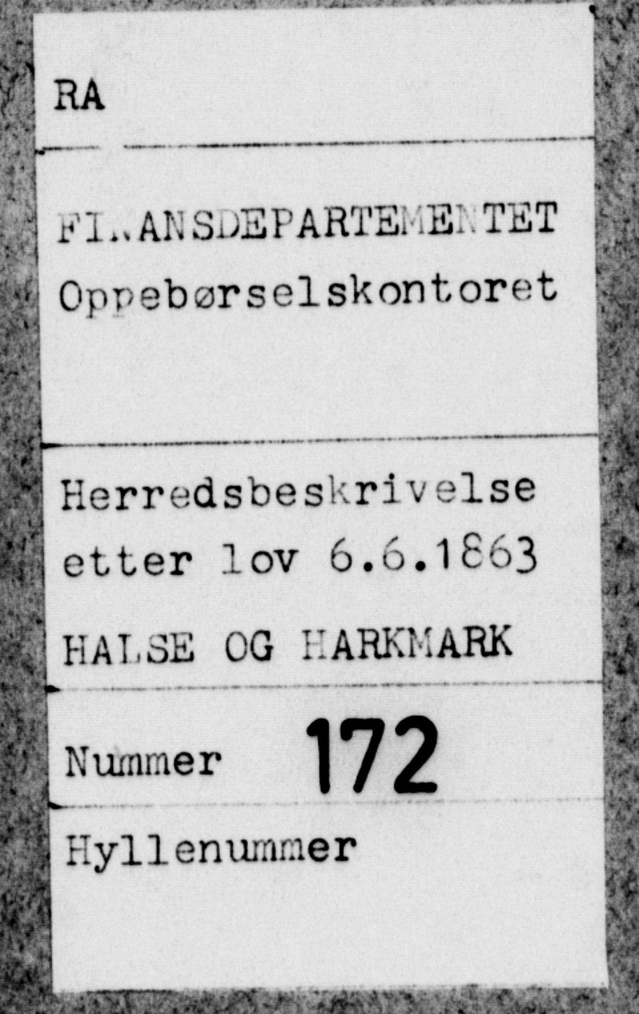 Matrikkelrevisjonen av 1863, AV/RA-S-1530/F/Fe/L0172/0002: Halse og Harkmark / II. Skylddelingsprotokoll med revisjoner, 1863