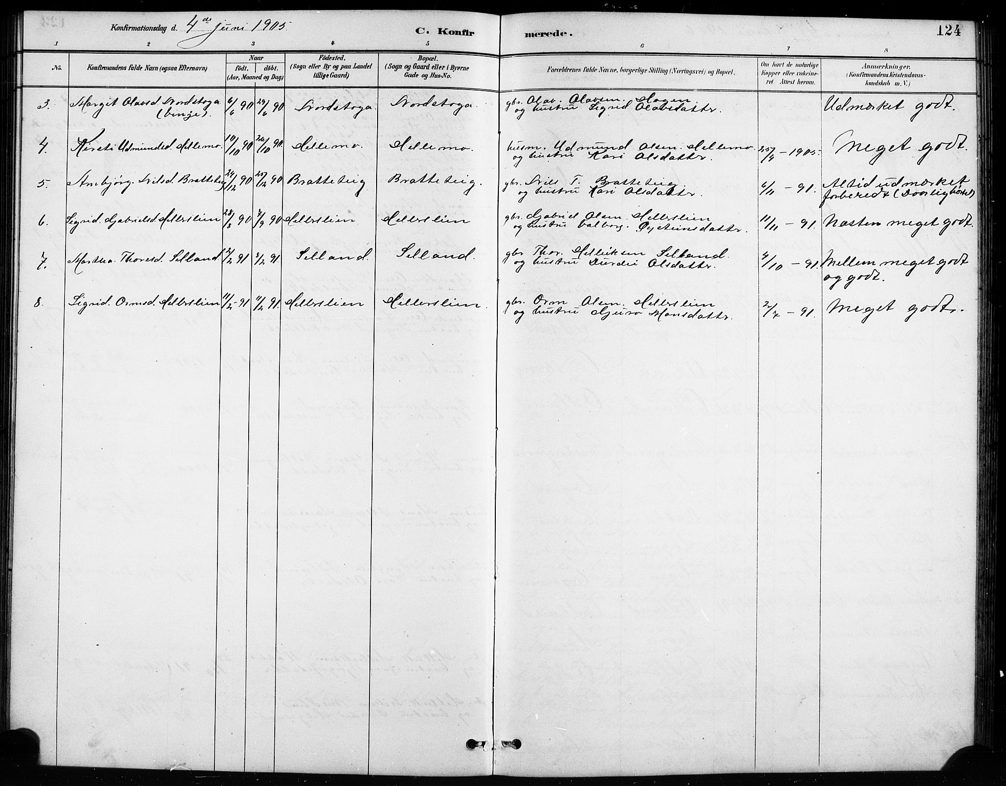 Røldal sokneprestembete, SAB/A-100247: Parish register (copy) no. A 3, 1887-1917, p. 124
