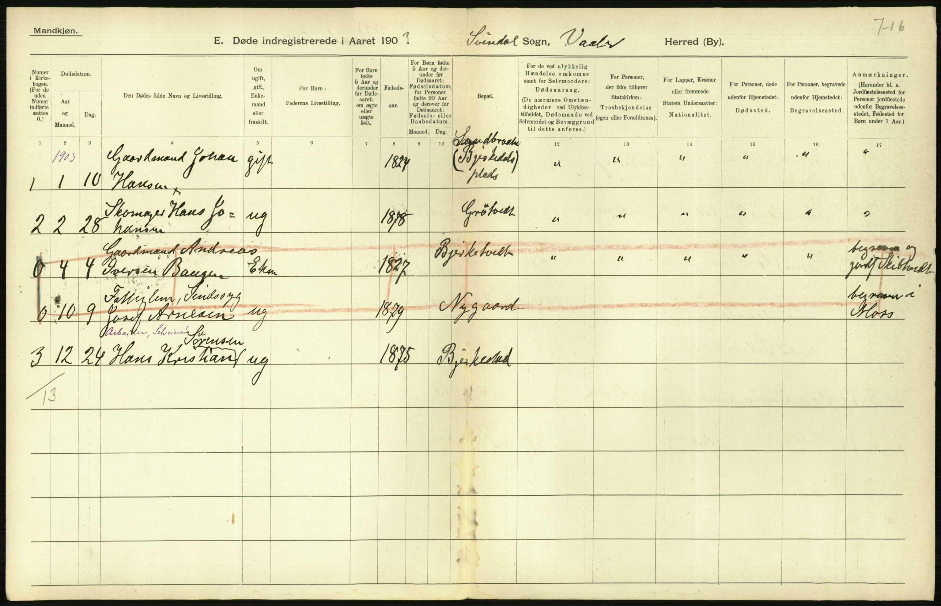 Statistisk sentralbyrå, Sosiodemografiske emner, Befolkning, AV/RA-S-2228/D/Df/Dfa/Dfaa/L0001: Smålenenes amt: Fødte, gifte, døde, 1903, p. 842