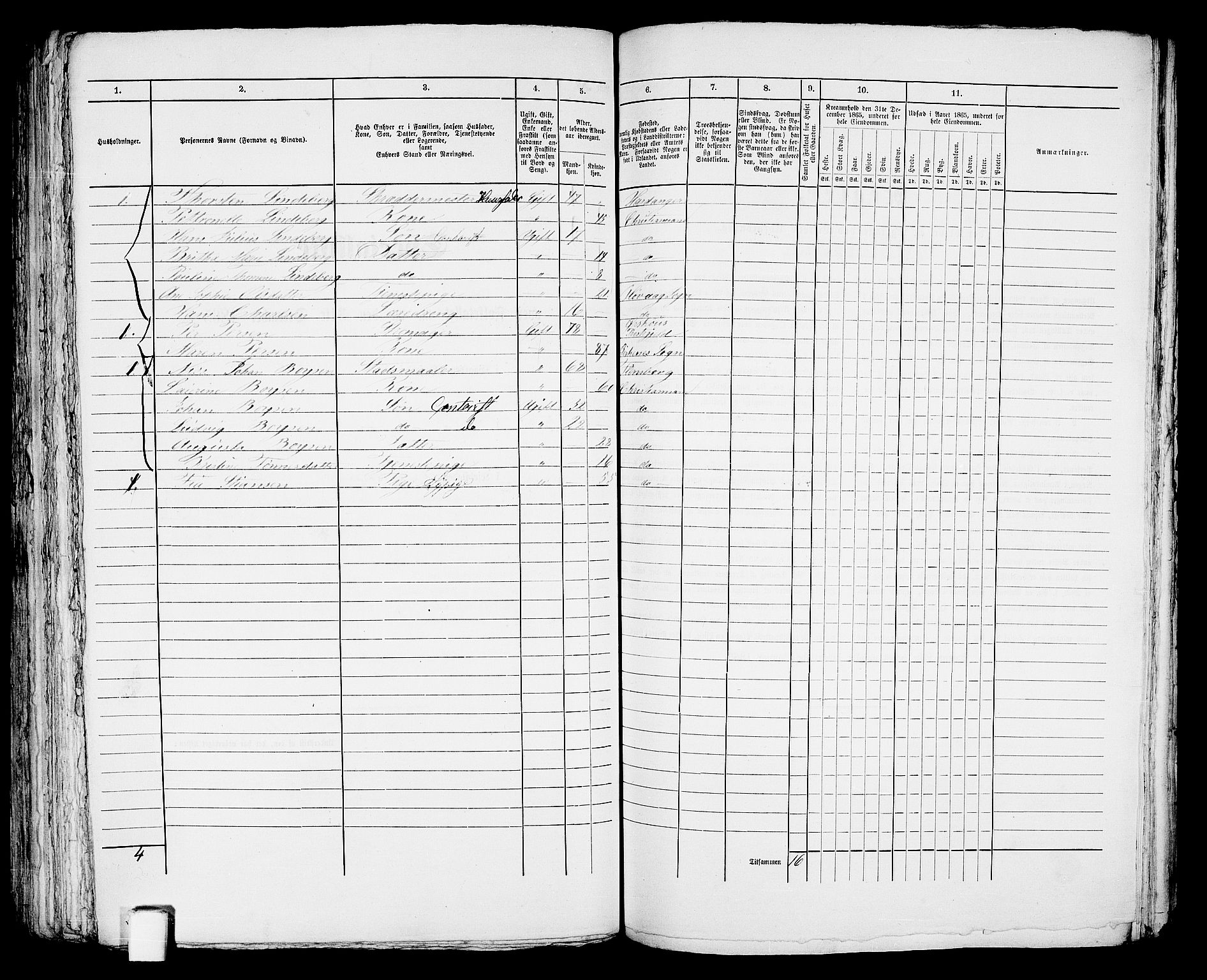 RA, 1865 census for Kristiansand, 1865, p. 305