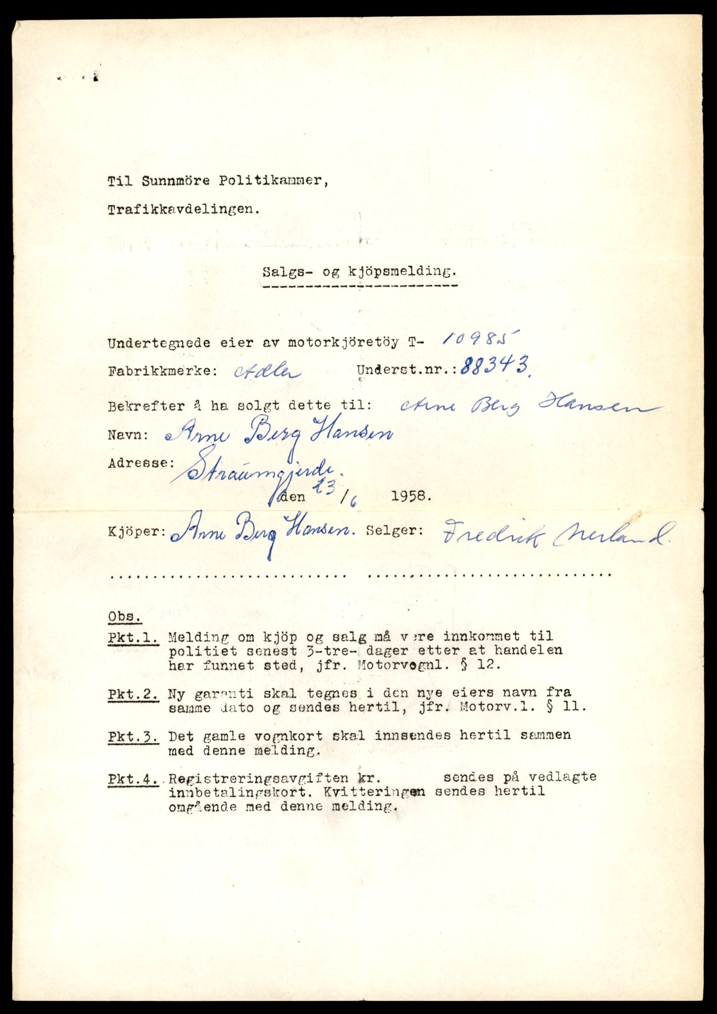 Møre og Romsdal vegkontor - Ålesund trafikkstasjon, AV/SAT-A-4099/F/Fe/L0025: Registreringskort for kjøretøy T 10931 - T 11045, 1927-1998, p. 1475