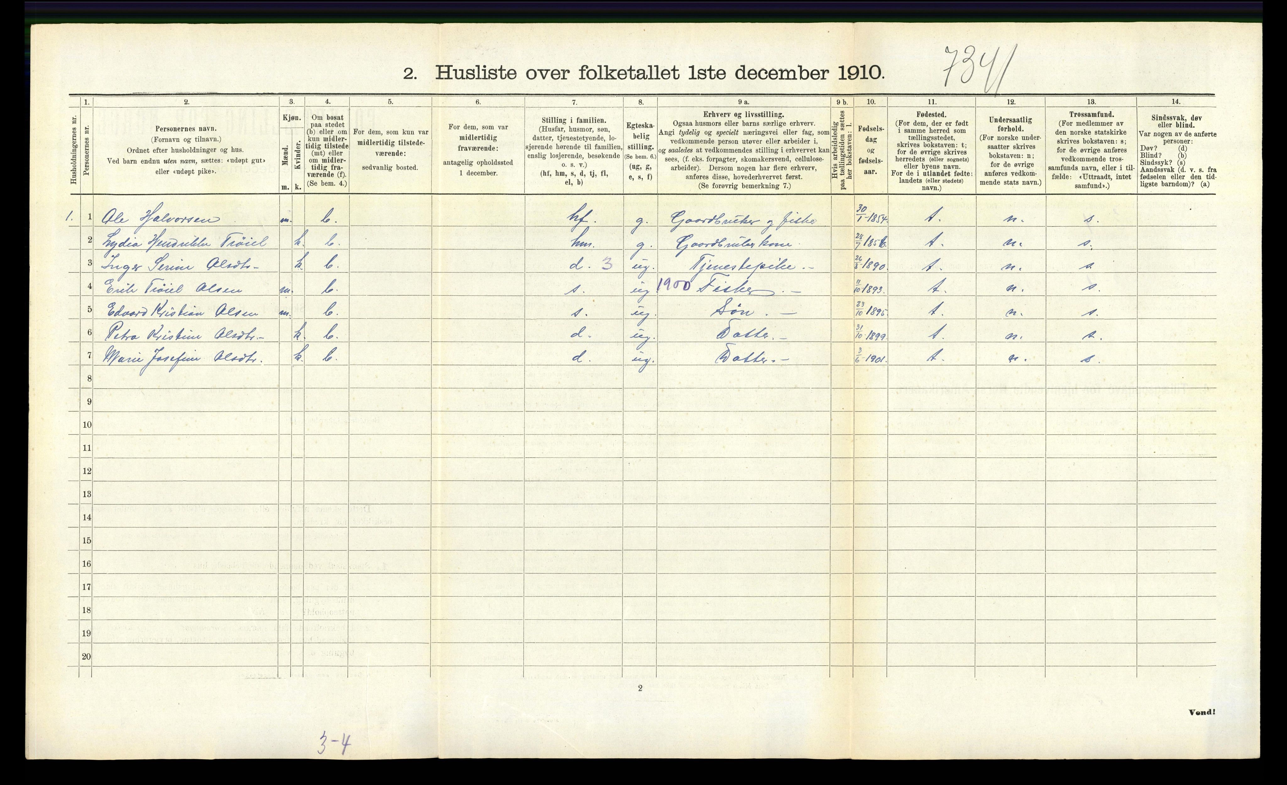 RA, 1910 census for Finnås, 1910, p. 503