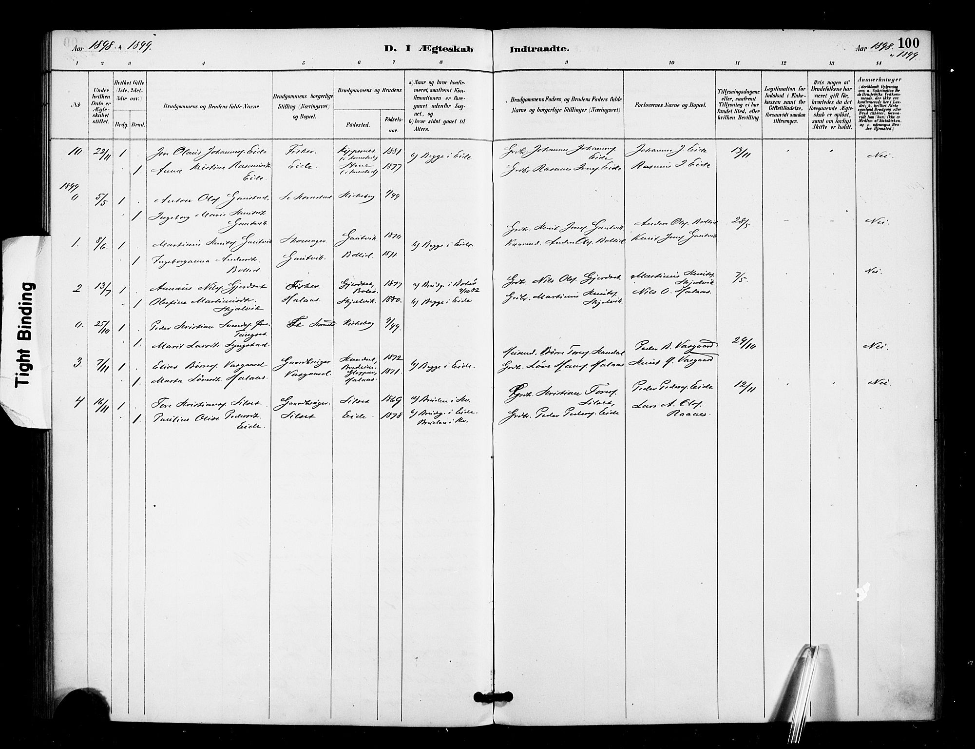 Ministerialprotokoller, klokkerbøker og fødselsregistre - Møre og Romsdal, AV/SAT-A-1454/571/L0836: Parish register (official) no. 571A01, 1884-1899, p. 100