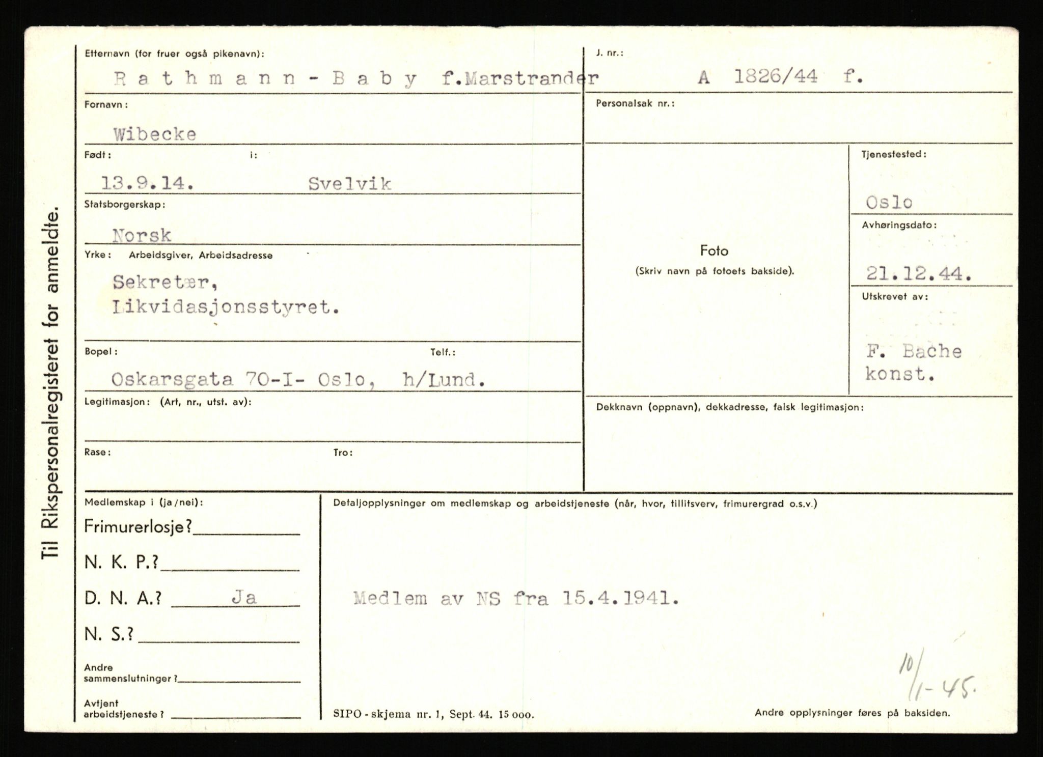 Statspolitiet - Hovedkontoret / Osloavdelingen, AV/RA-S-1329/C/Ca/L0002: Arneberg - Brand, 1943-1945, p. 915