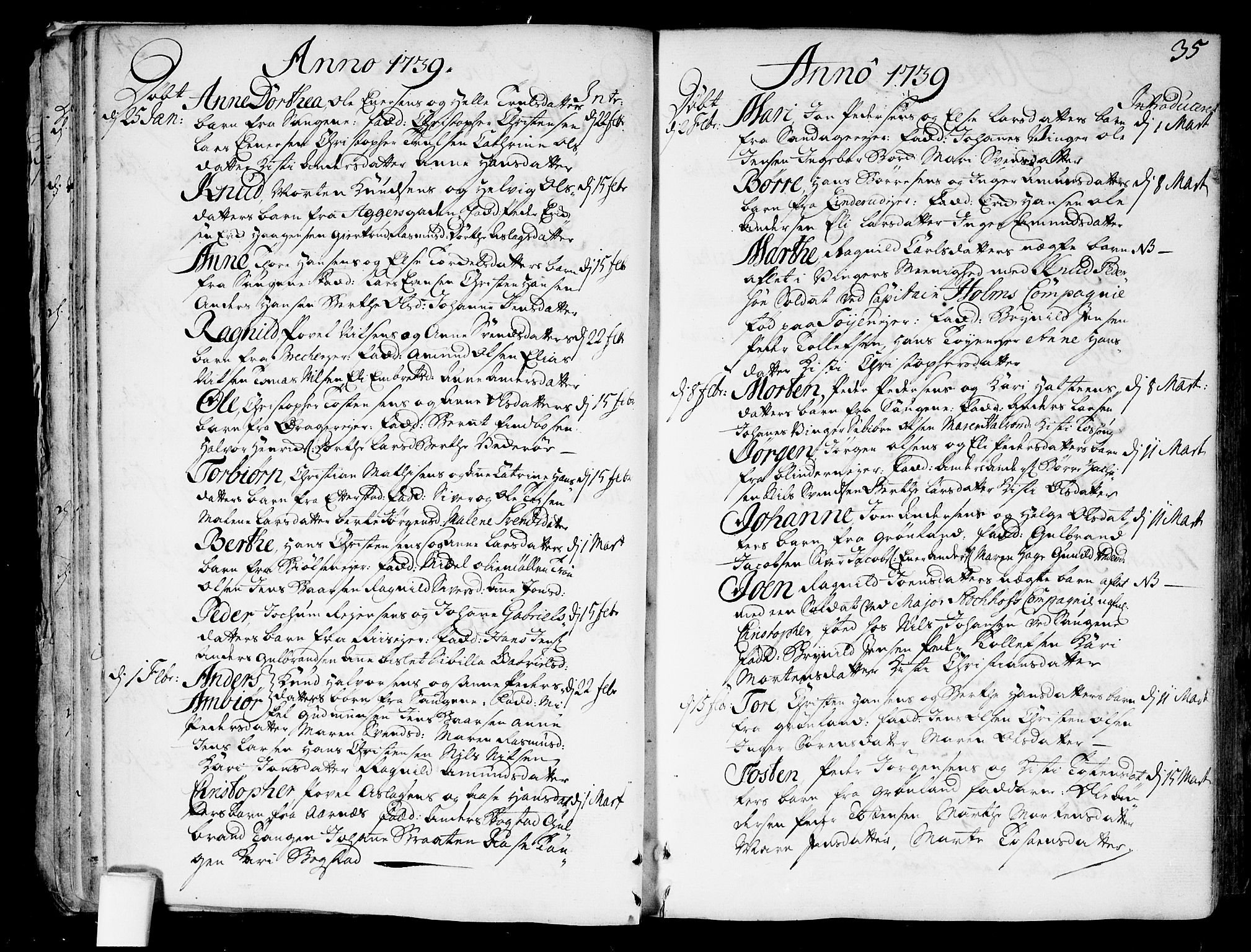 Aker prestekontor kirkebøker, SAO/A-10861/F/L0007: Parish register (official) no. 7, 1734-1748, p. 35