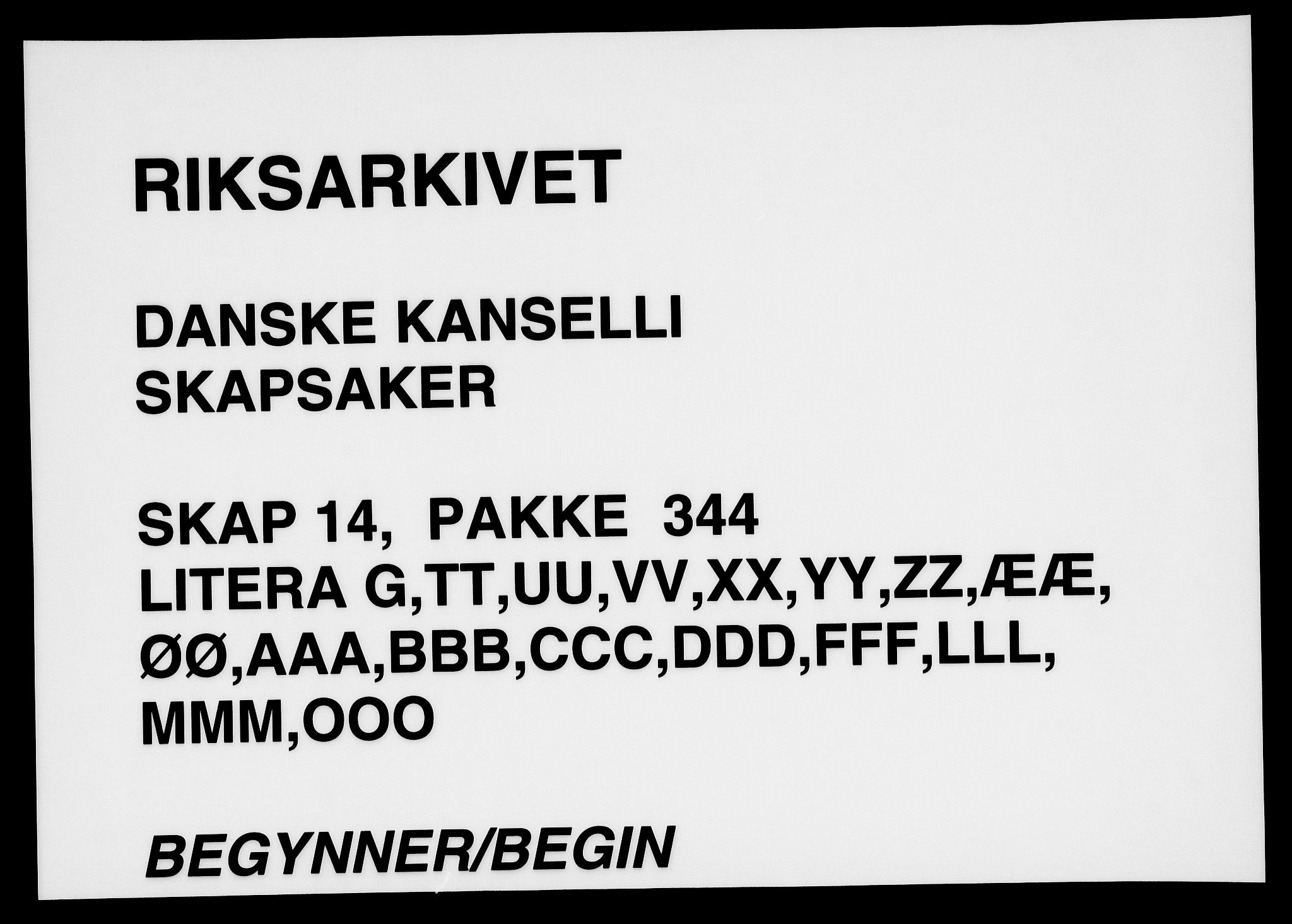 Danske Kanselli, Skapsaker, RA/EA-4061/F/L0070: Skap 14, pakke 342-353, 1594-1686, p. 204
