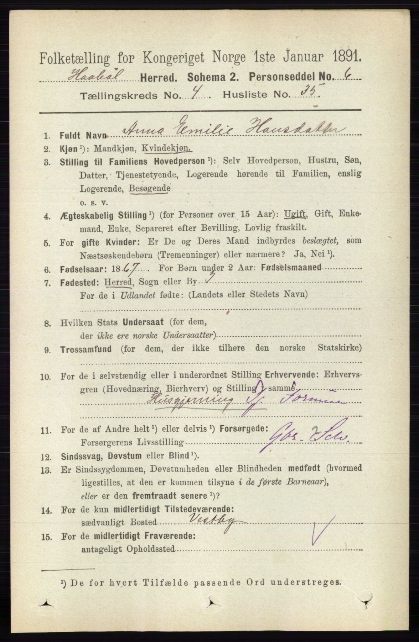 RA, 1891 census for 0138 Hobøl, 1891, p. 2620