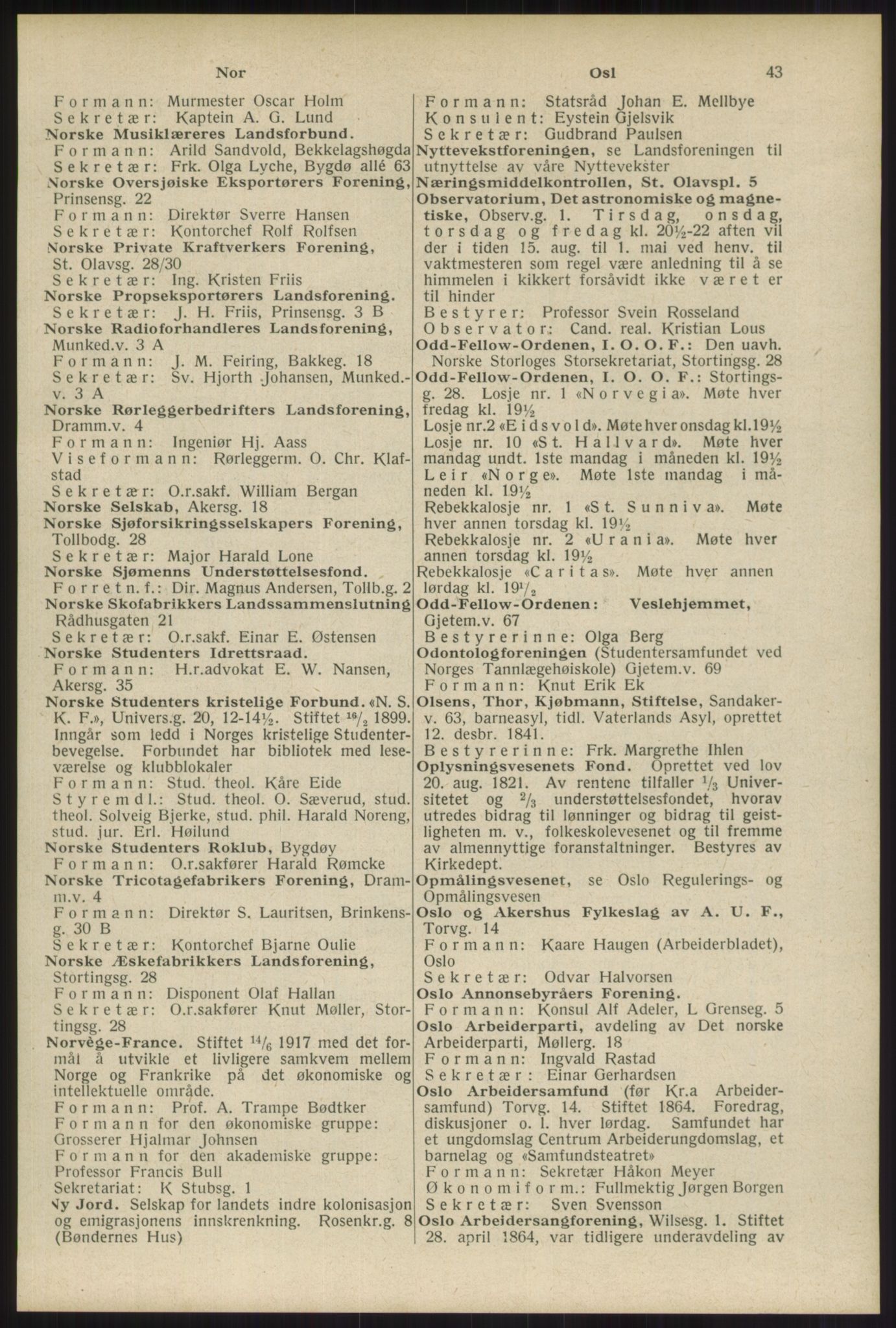 Kristiania/Oslo adressebok, PUBL/-, 1934, p. 43